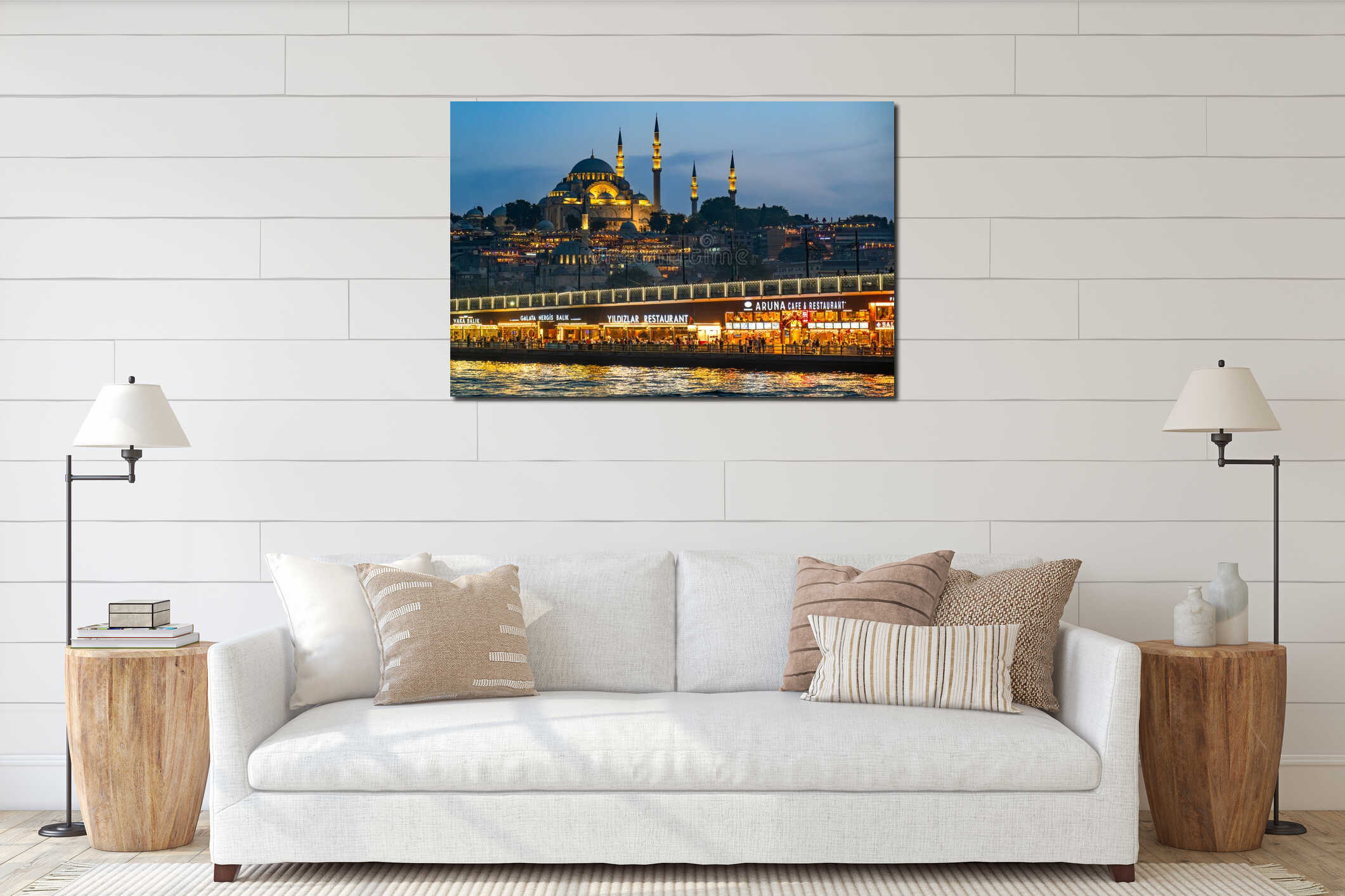 Turkiye. Istanbul. The illuminated Suleymaniye Mosque interior mockup