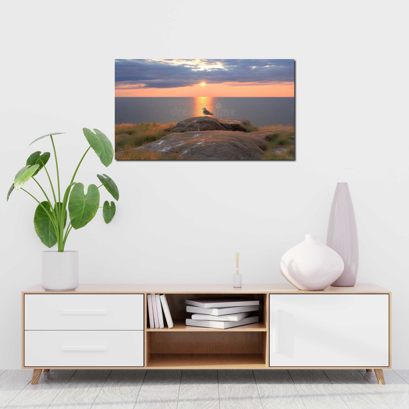 Canvas above sofa for size context