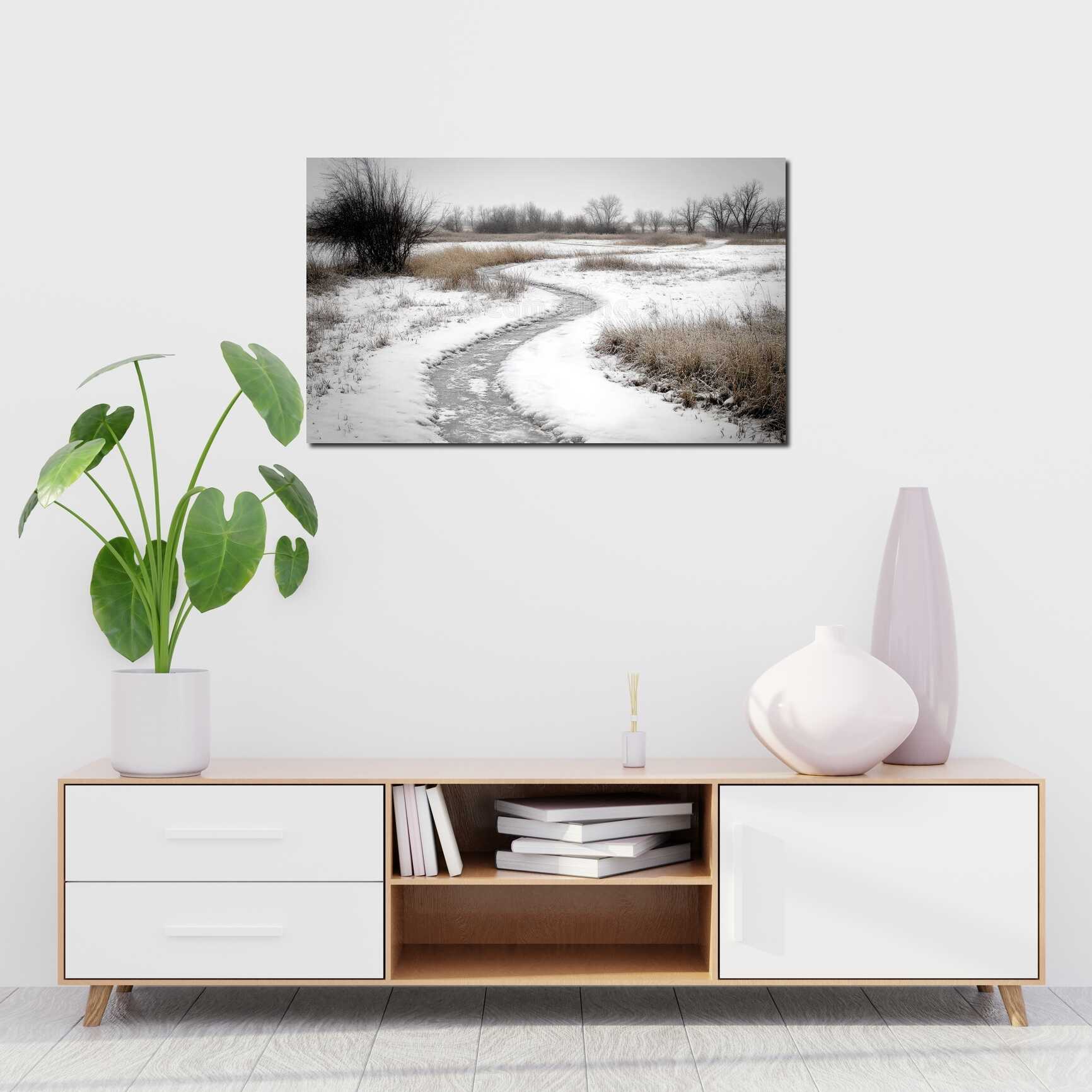 Canvas above sofa for size context