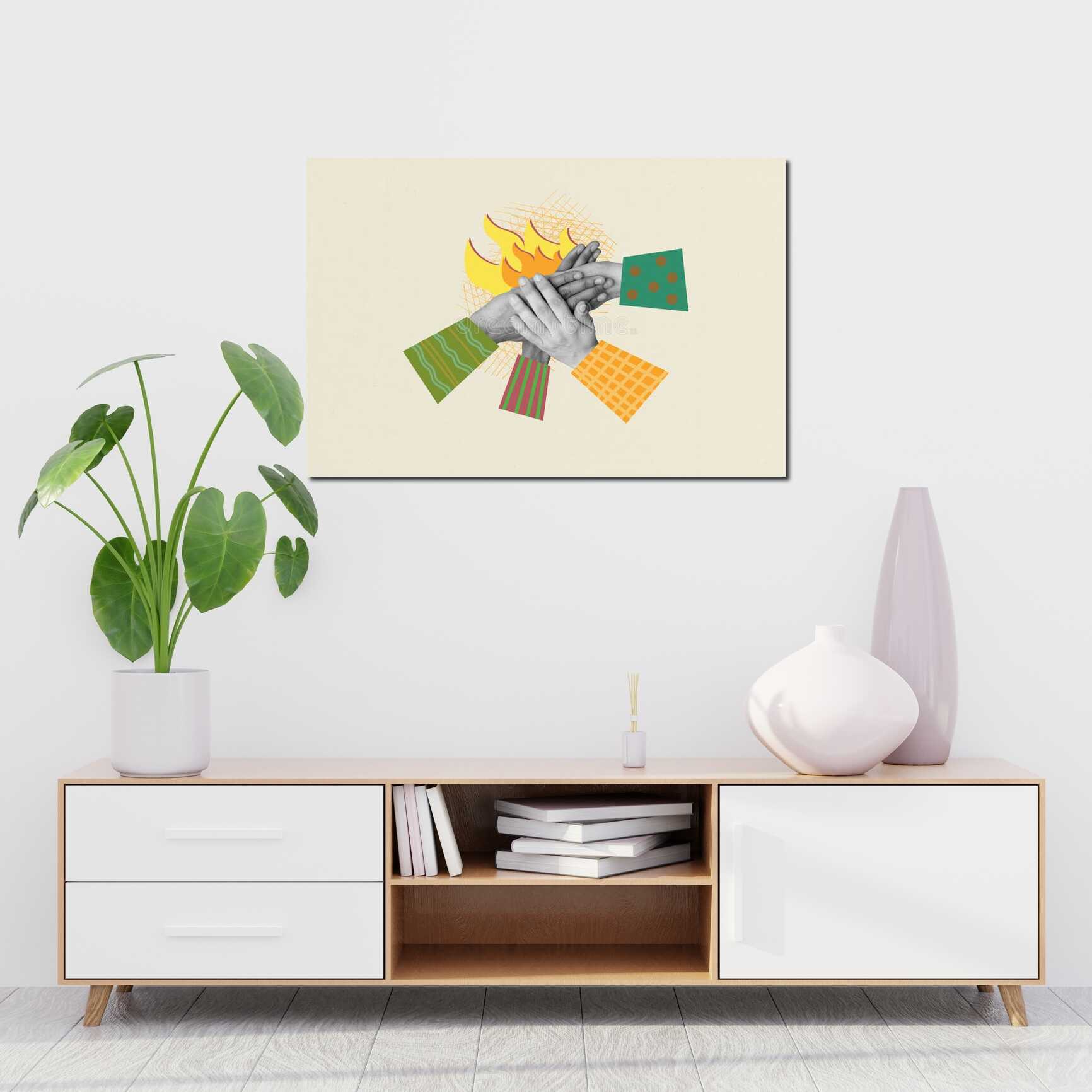 Canvas above sofa for size context