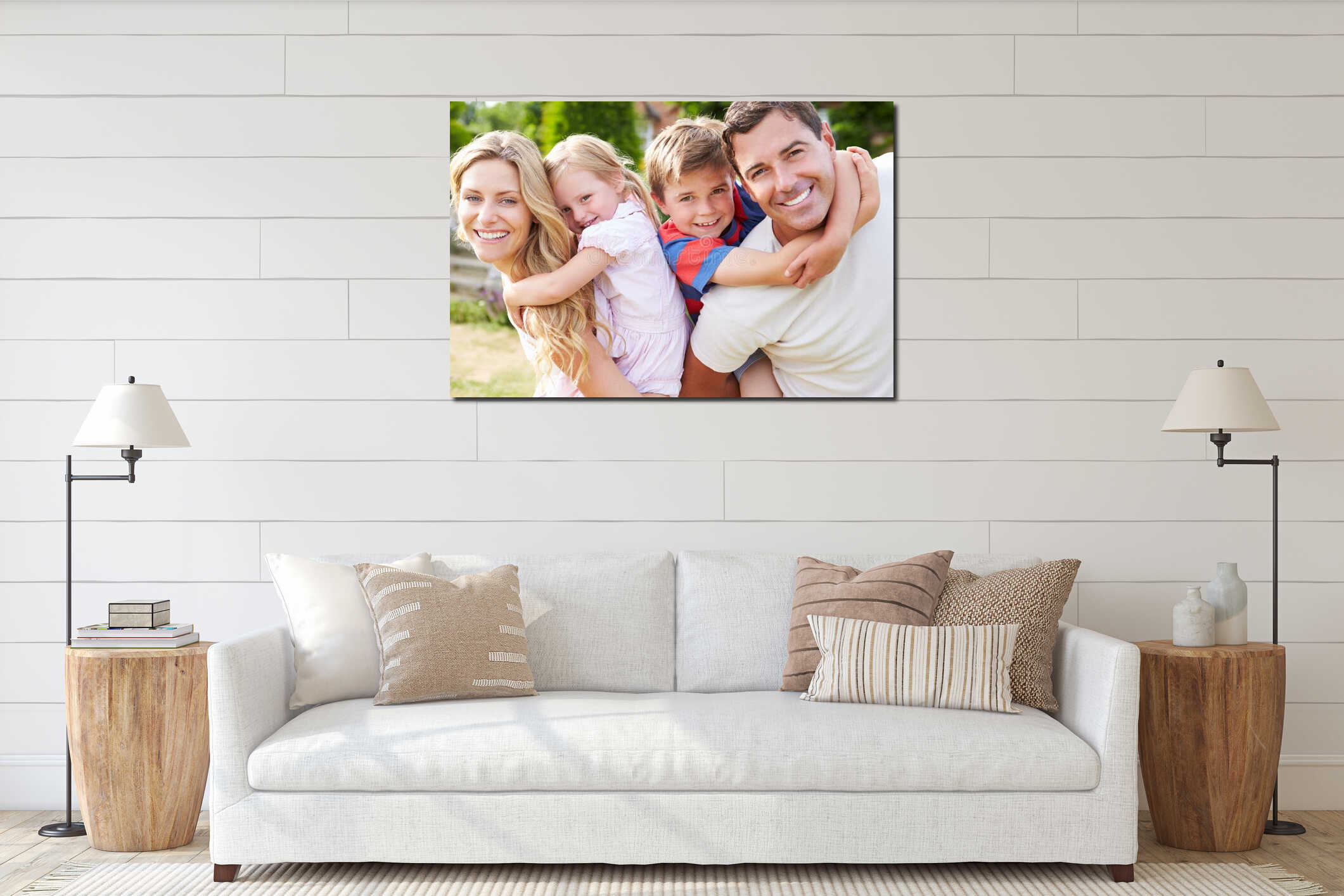 Portrait Of Happy Family In Garden interior mockup