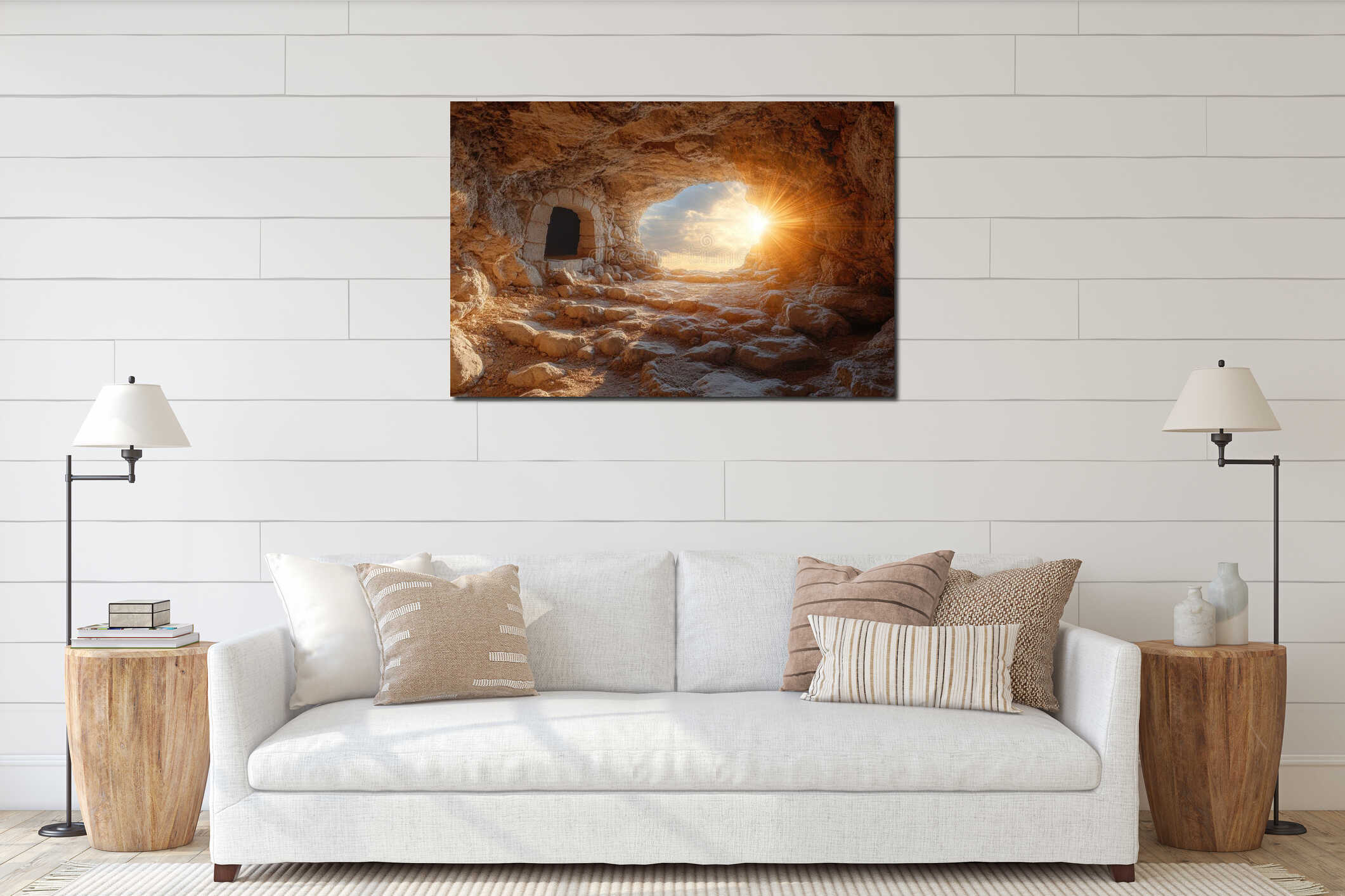 Canvas hanging interior mockup