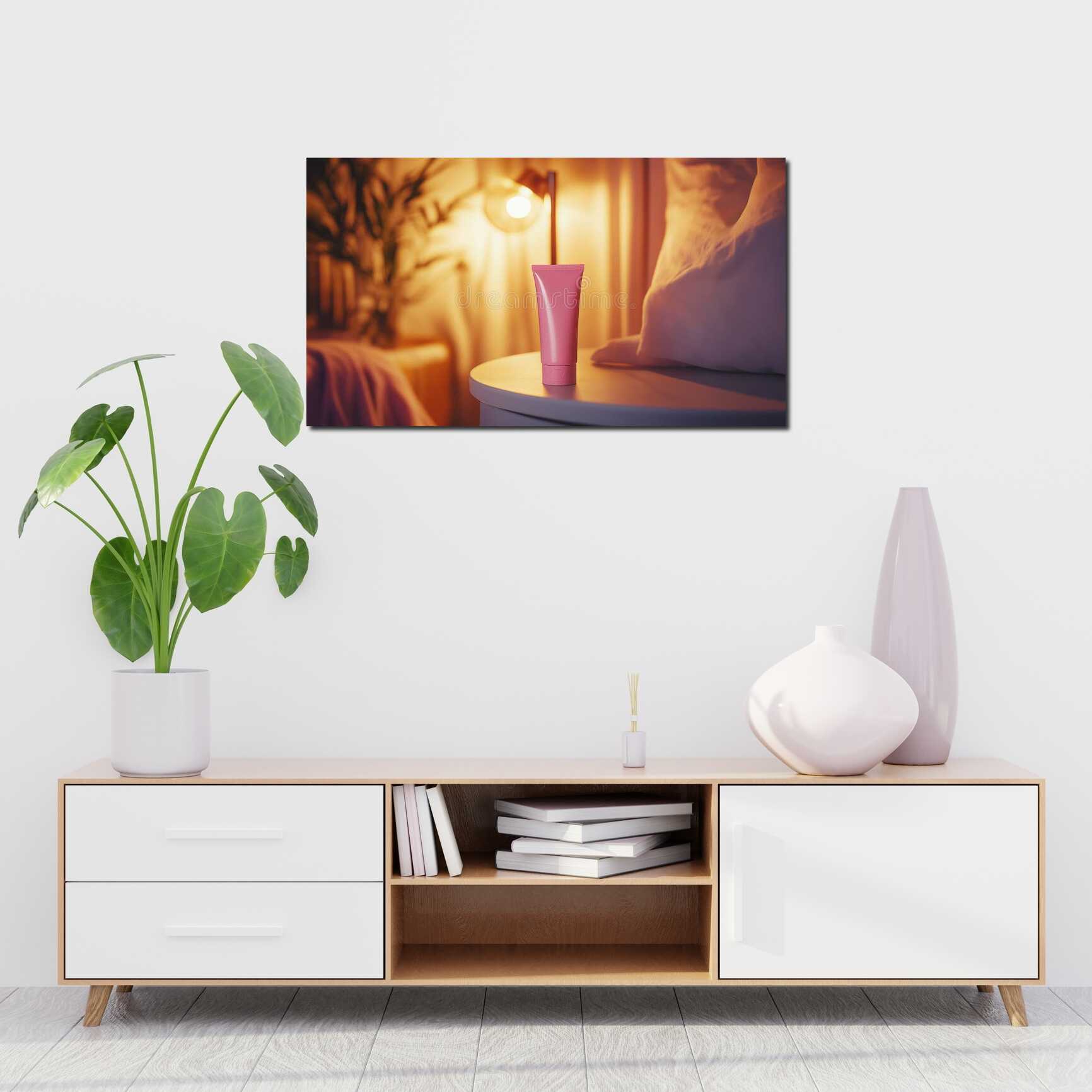 Canvas above sofa for size context