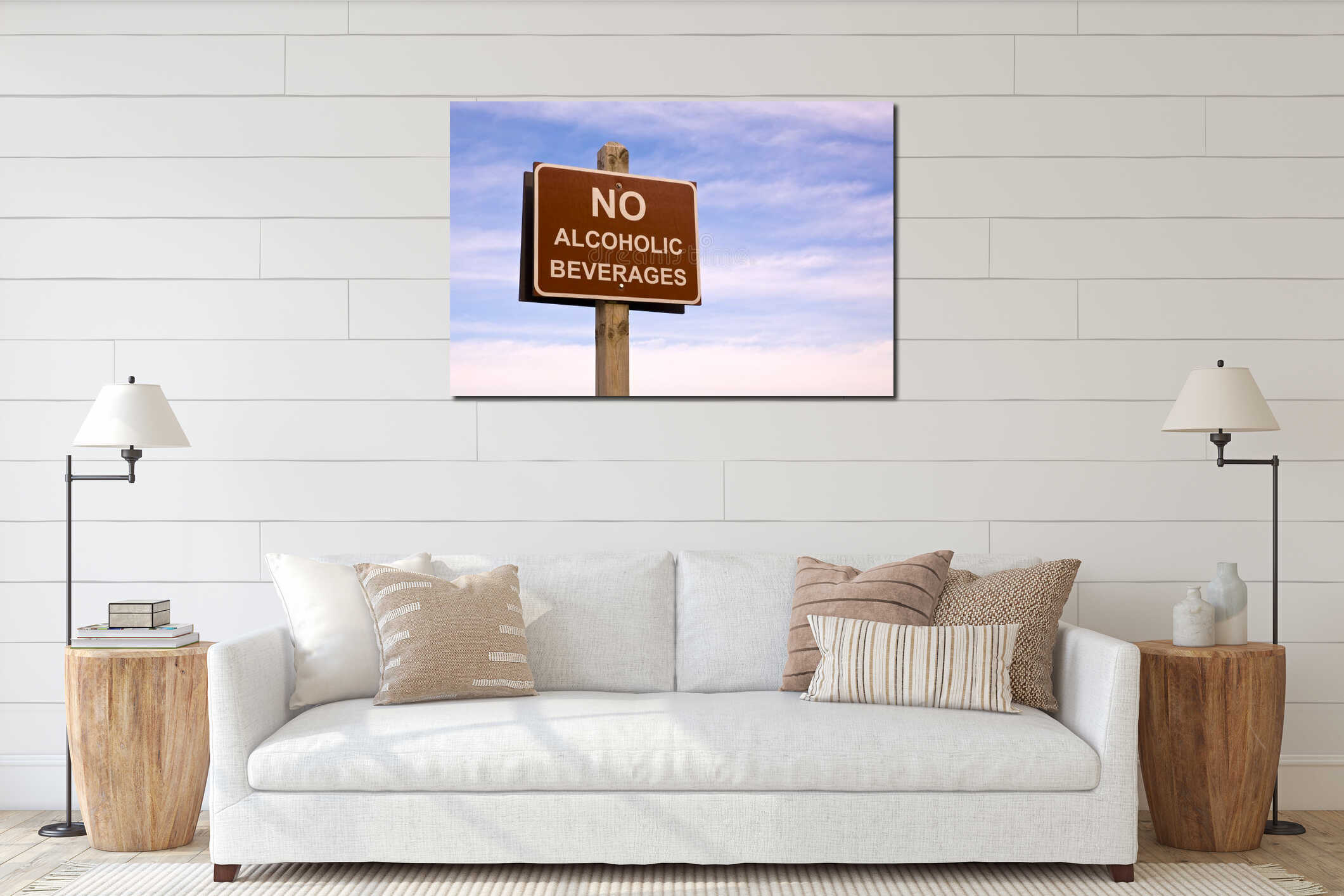 Canvas hanging interior mockup