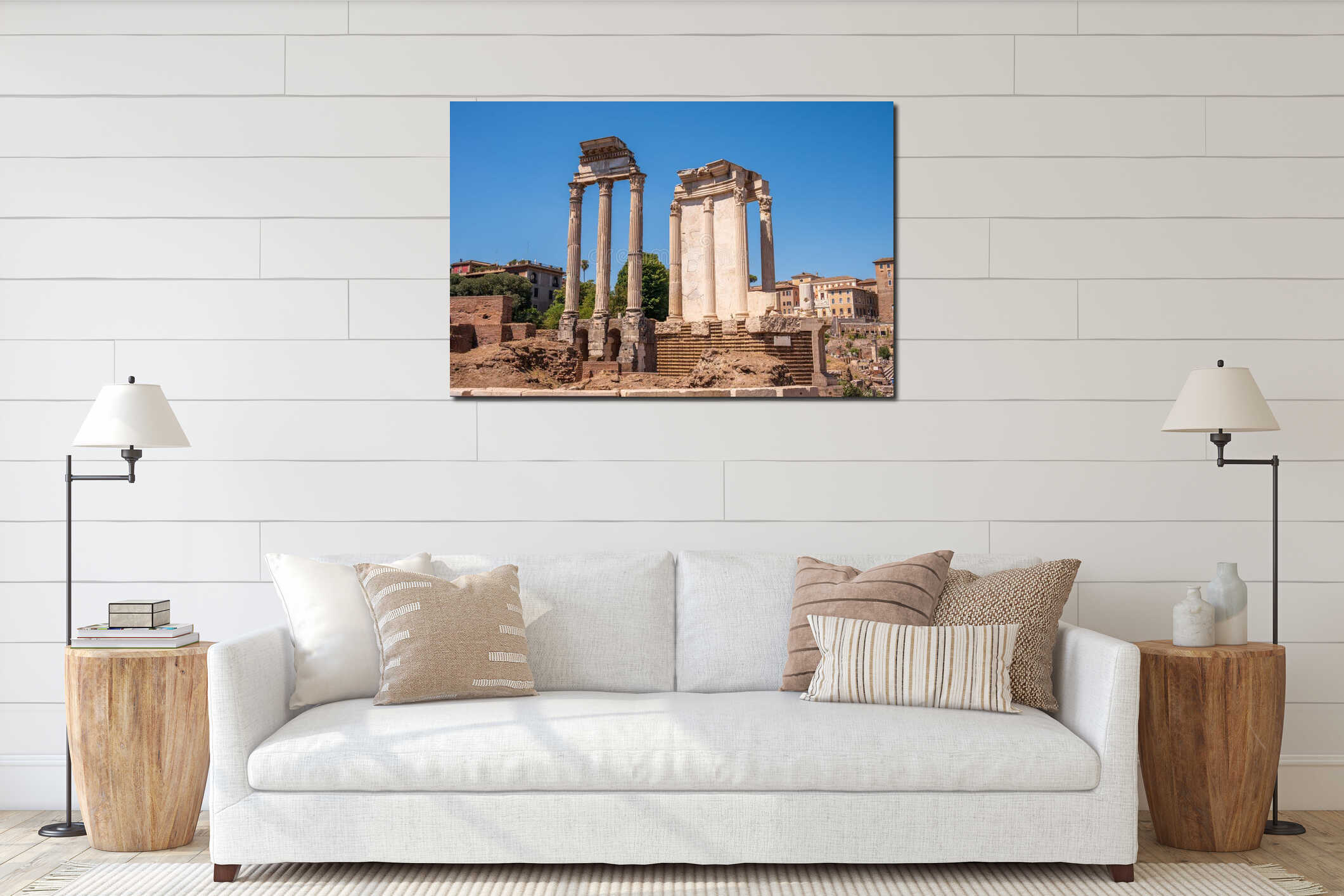 Ruins of buildings inside the Roman Forums interior mockup