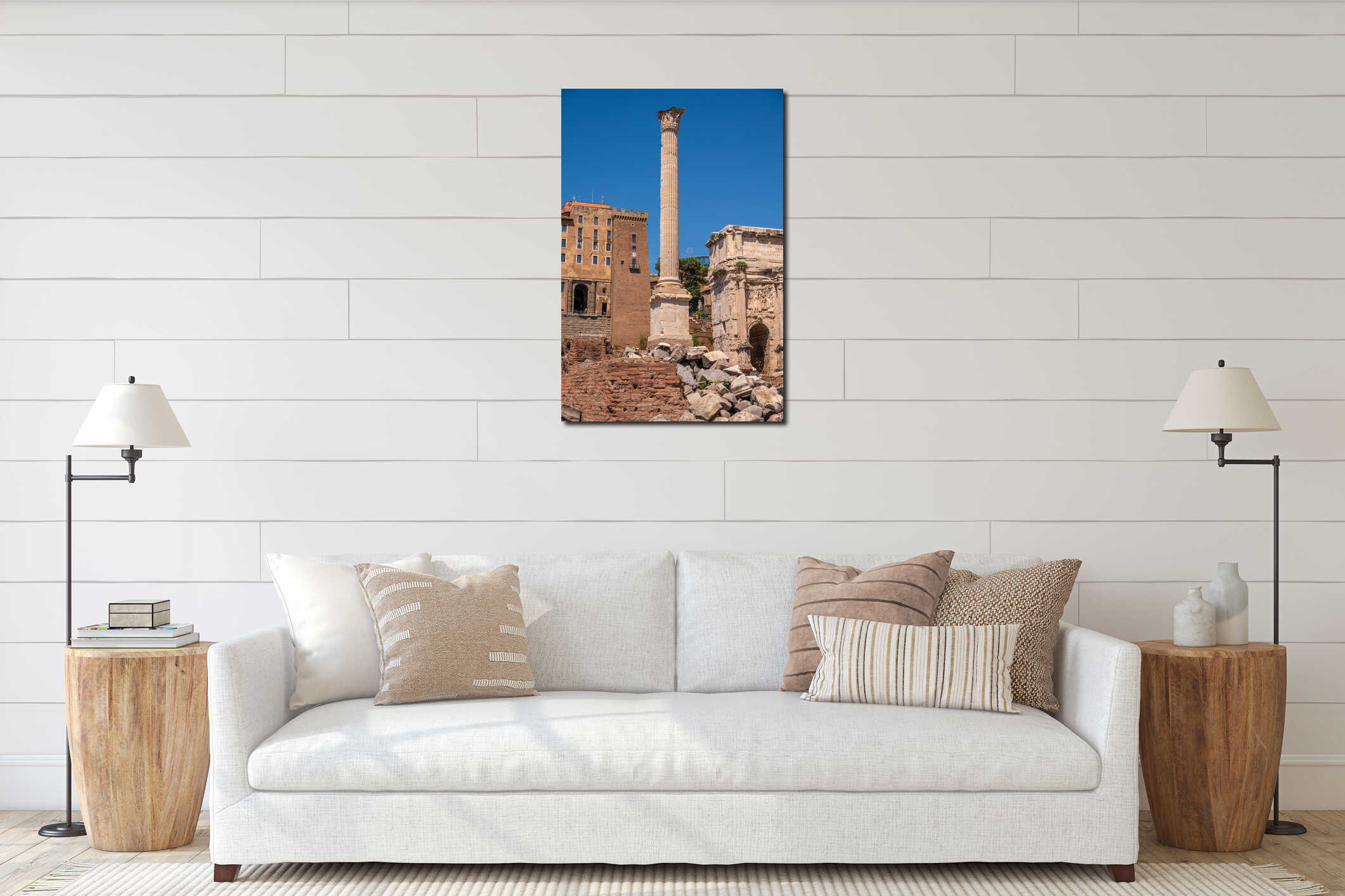 Ruins of buildings inside the Roman Forum interior mockup