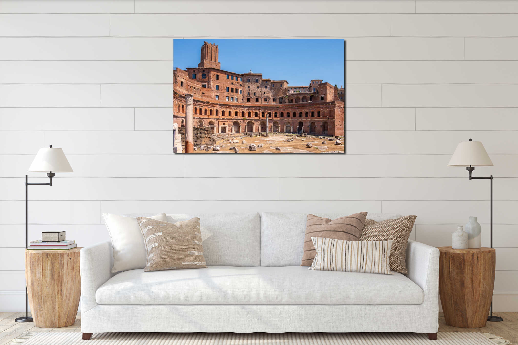 Ruins of ancient buildings inside the Trajan's Forum interior mockup