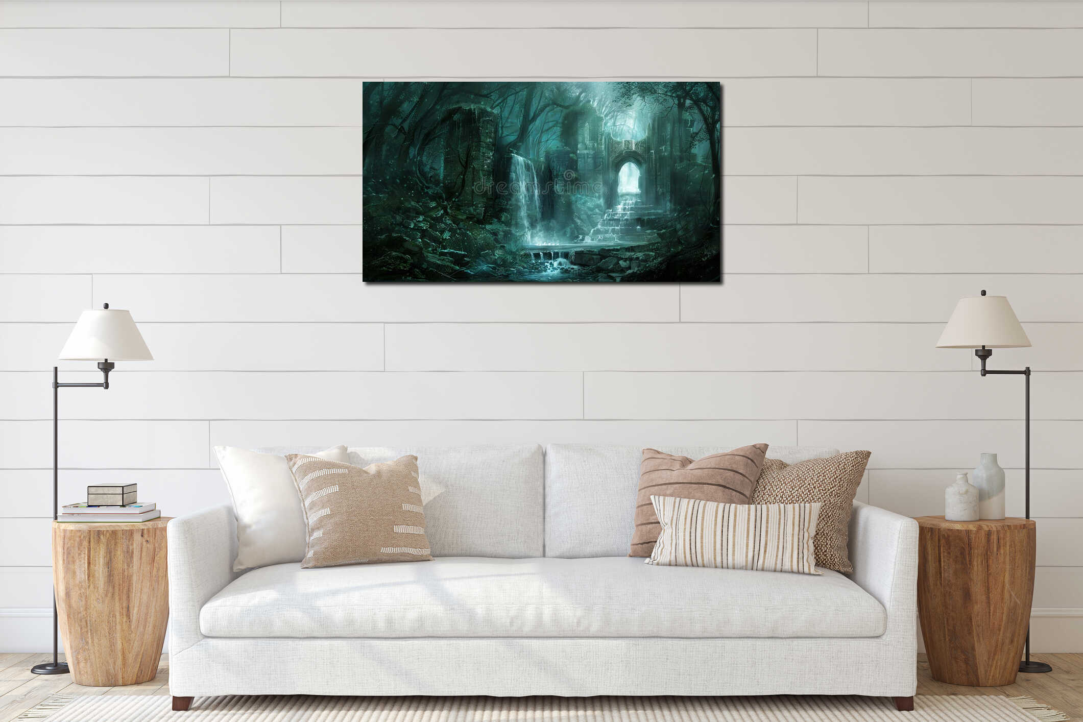 Canvas hanging interior mockup