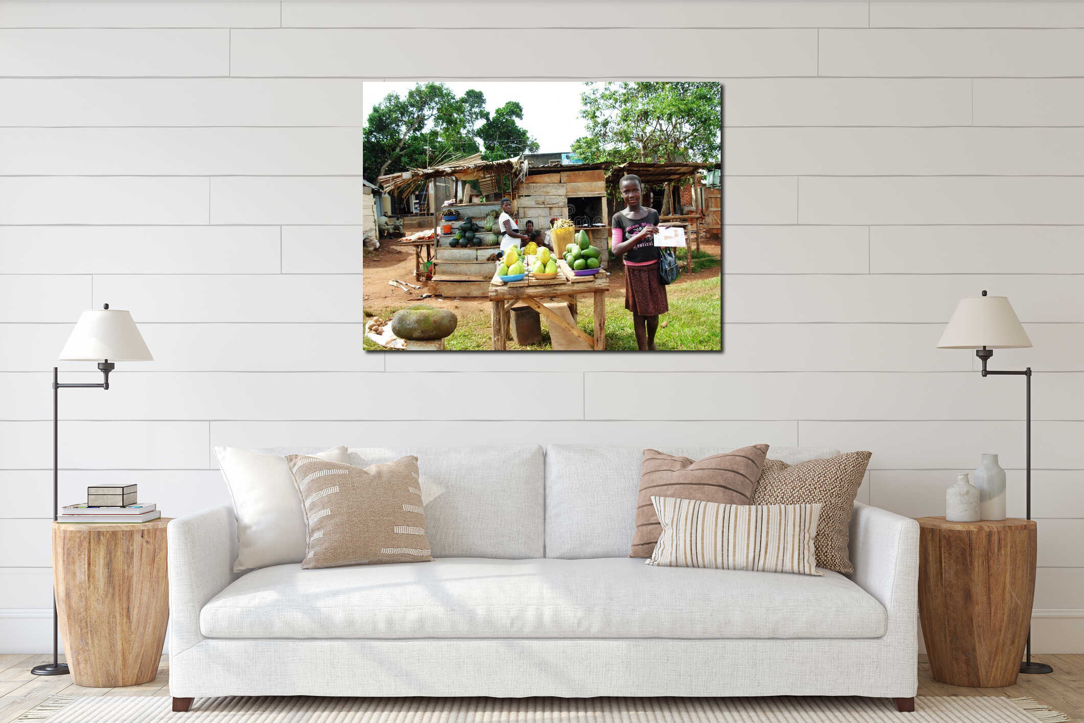 Canvas hanging interior mockup