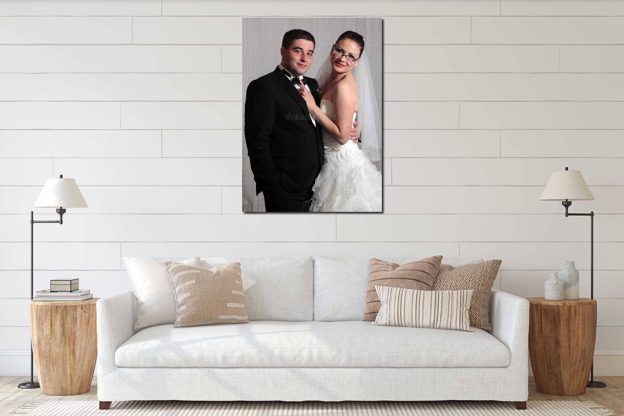Wedding couple portrait interior mockup