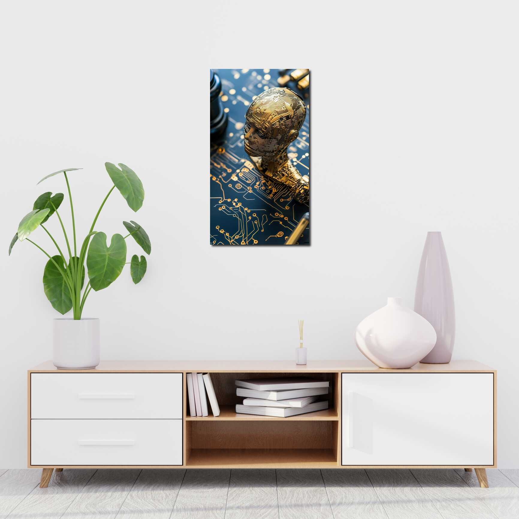 Canvas above sofa for size context