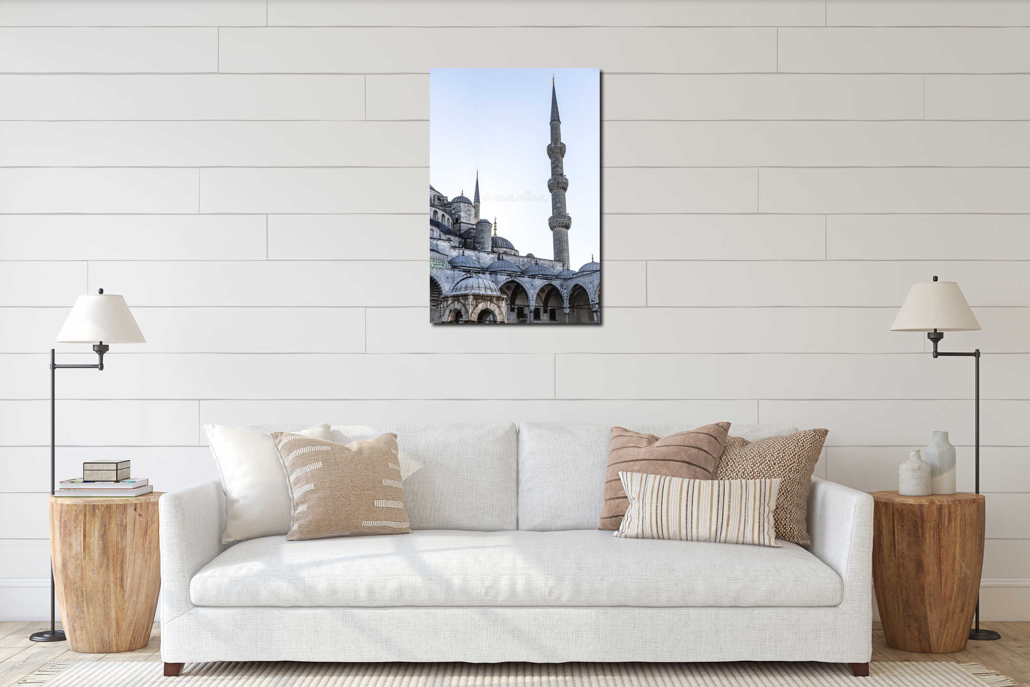 Graceful Courtyard and Soaring Minaret of the Blue Mosque interior mockup