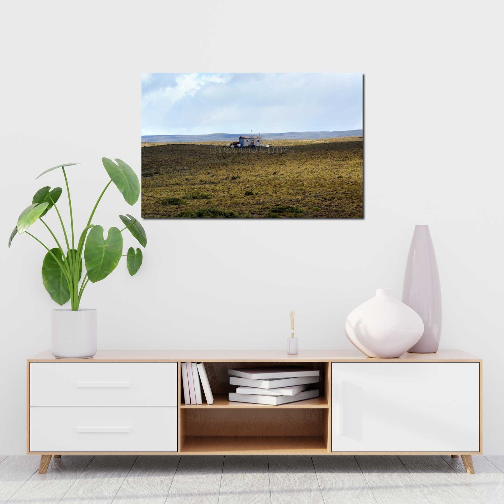 Canvas above sofa for size context