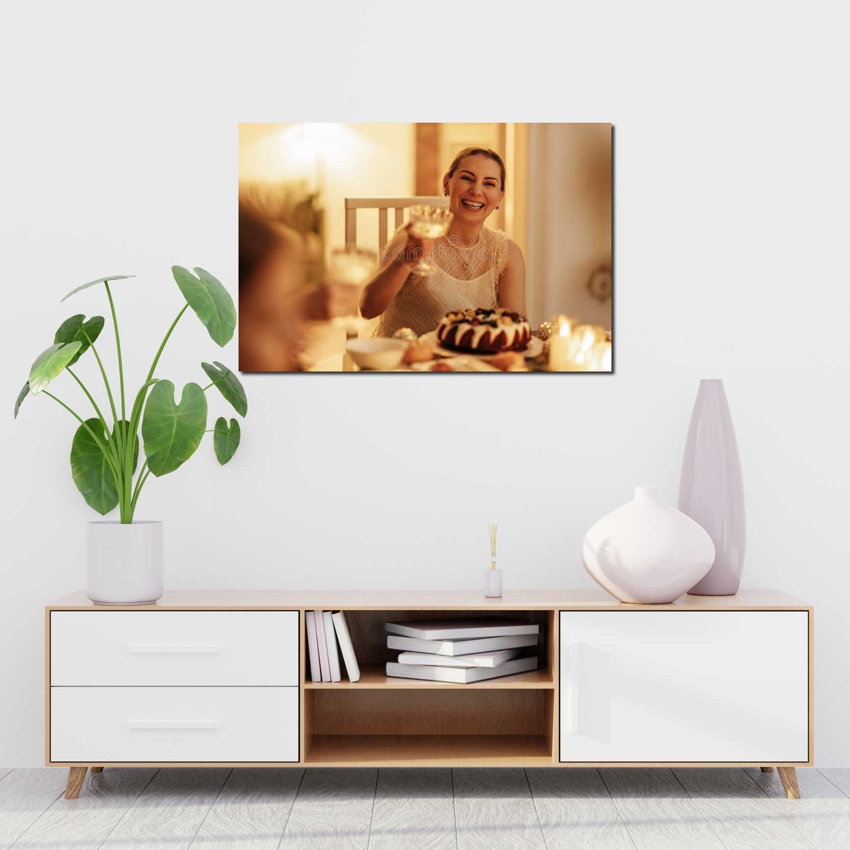 Canvas above sofa for size context