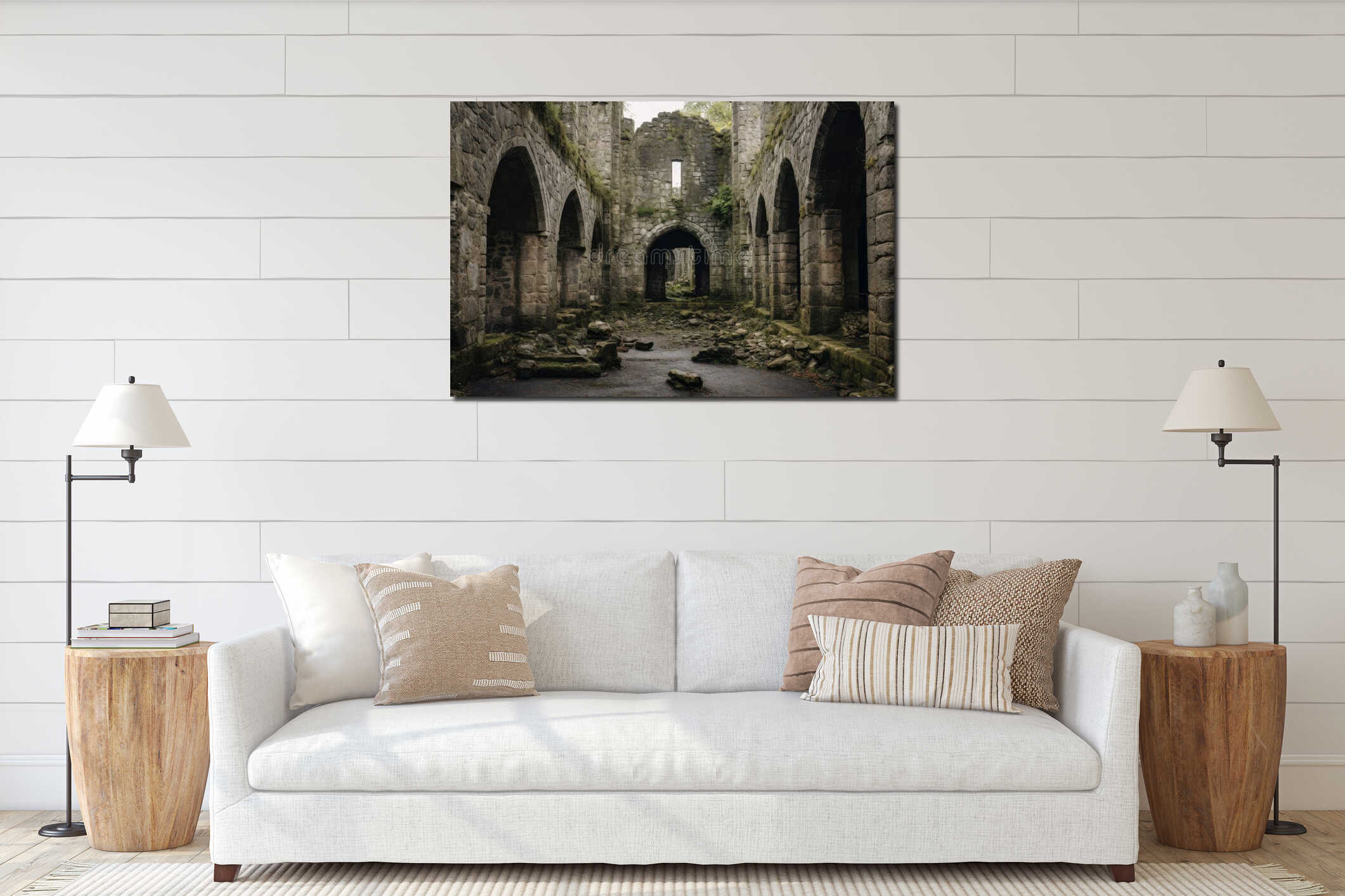 Explore the breathtaking interior of the castle featuring stunning arches interior mockup