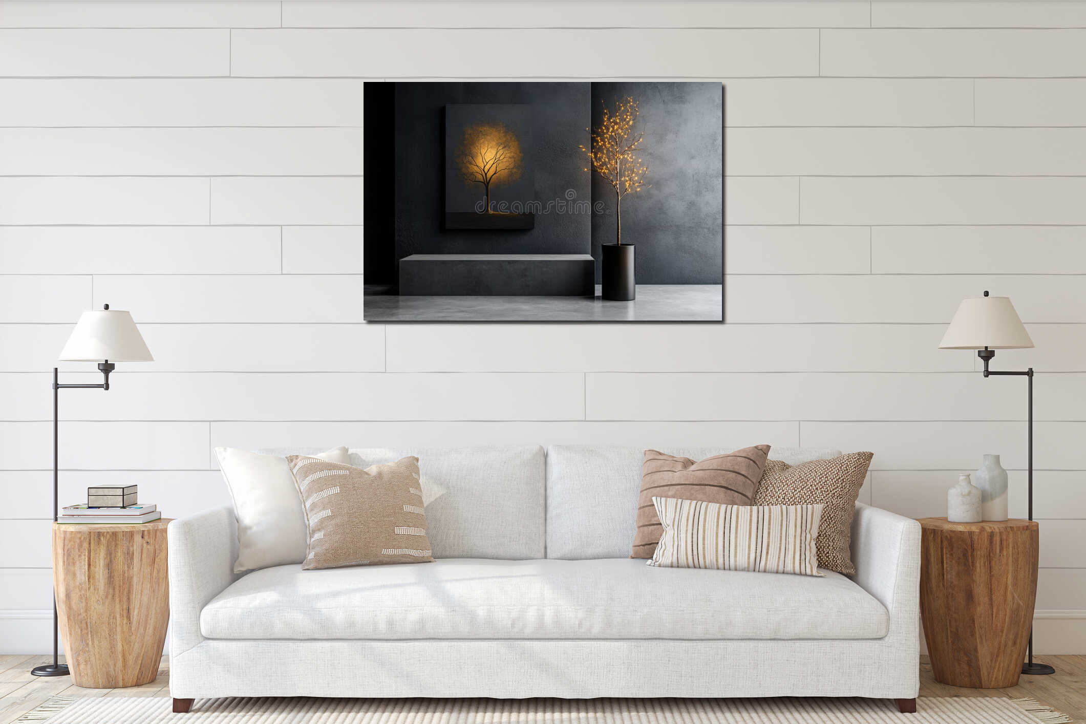 Canvas hanging interior mockup