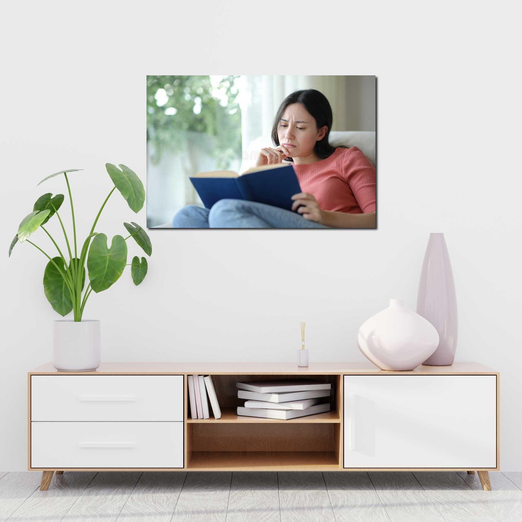 Canvas above sofa for size context