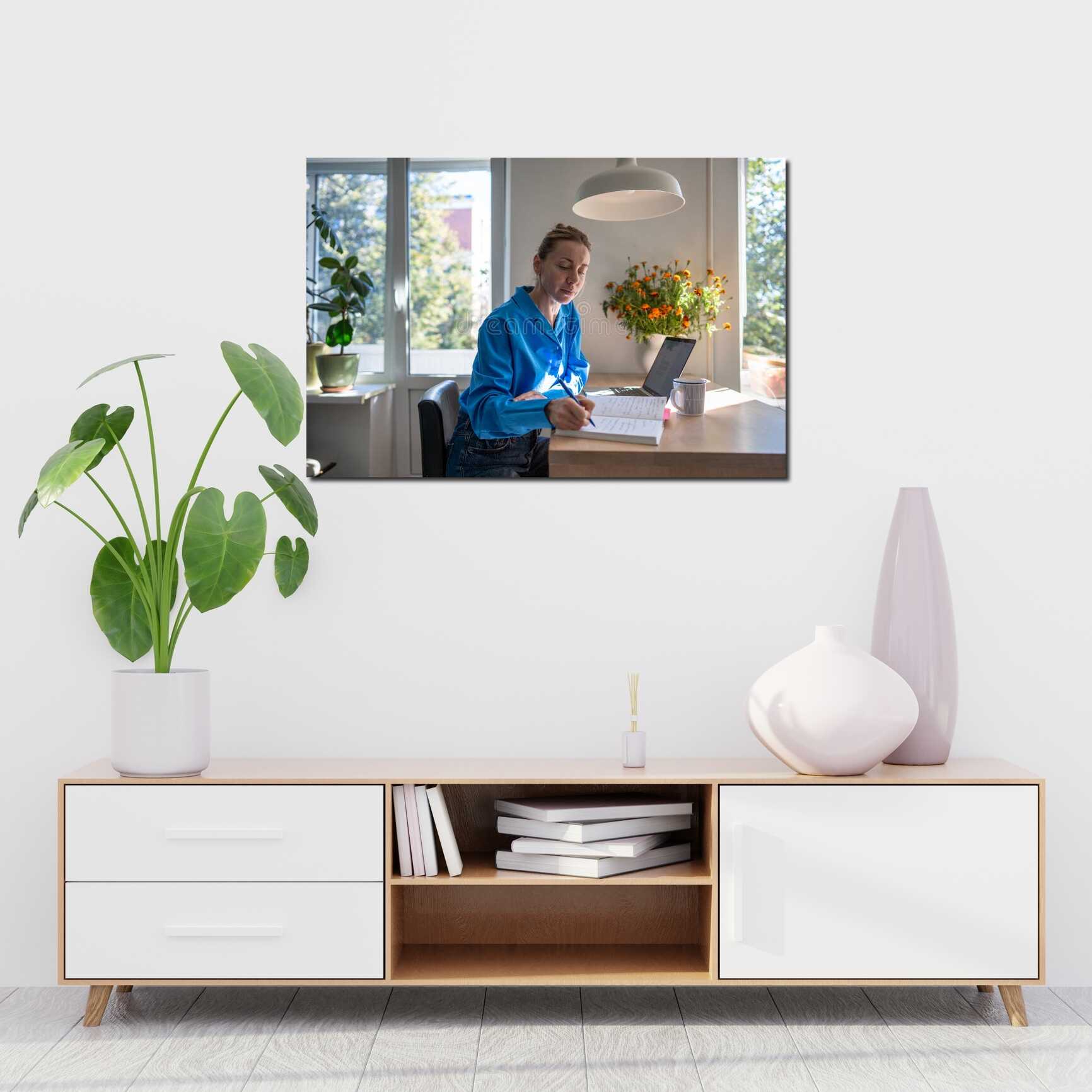 Canvas above sofa for size context