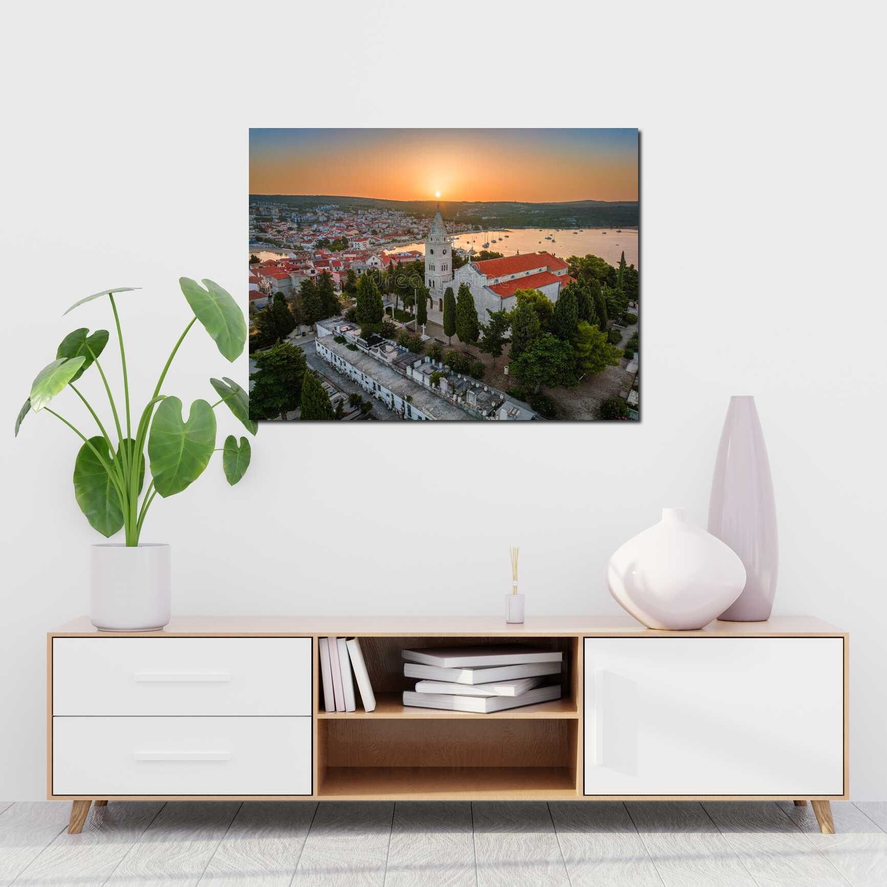 Canvas above sofa for size context