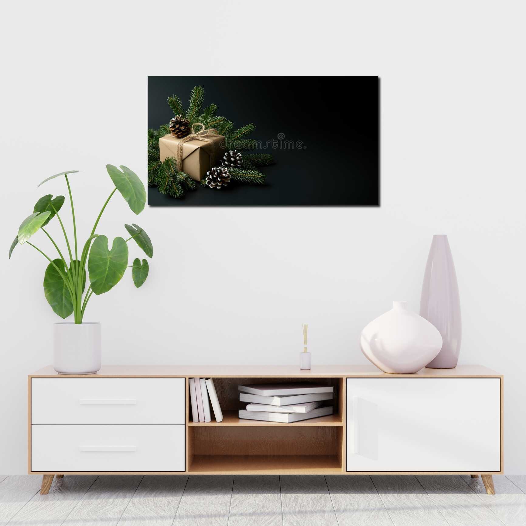 Canvas above sofa for size context