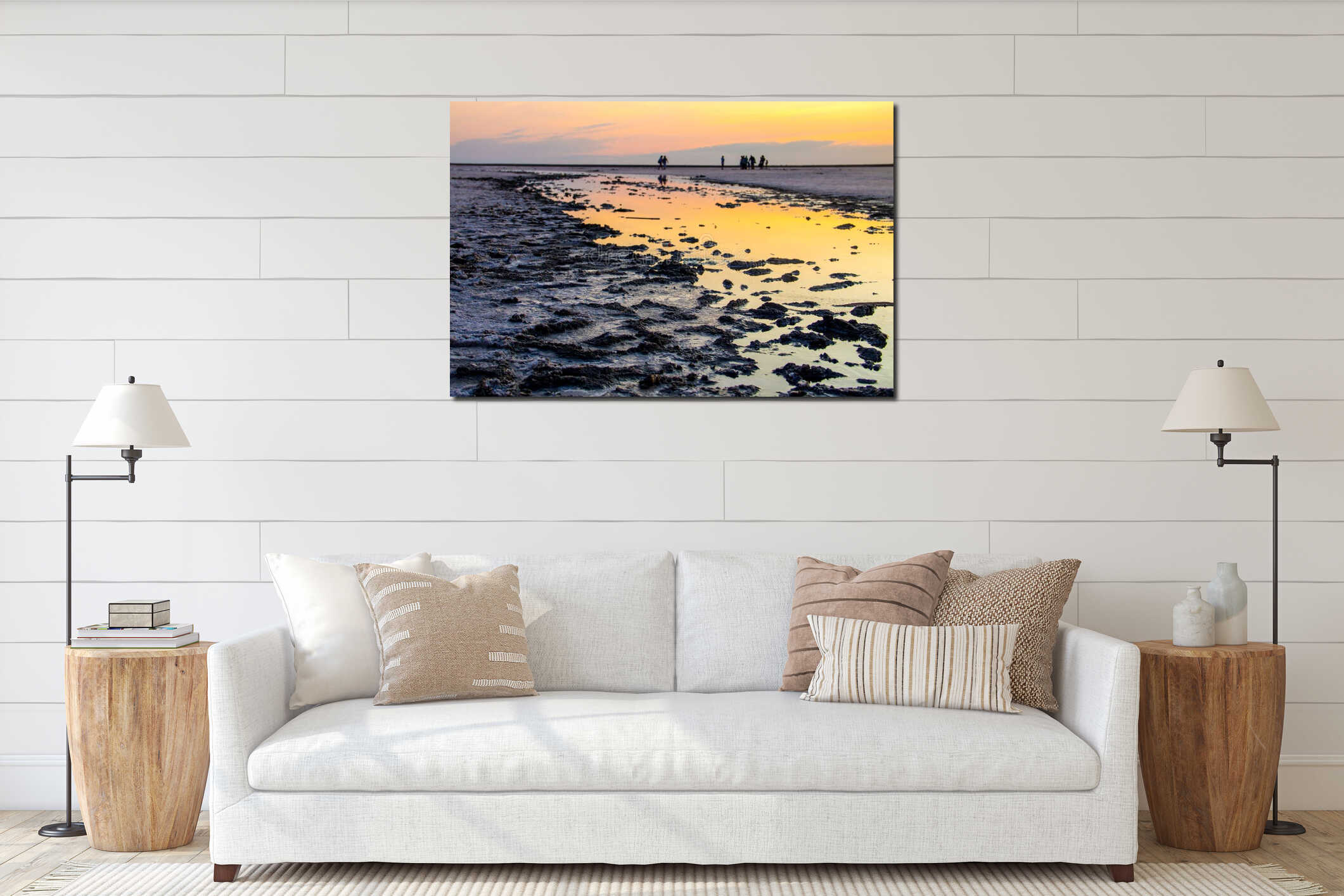 Pink salty Siwash Lake at sunset interior mockup