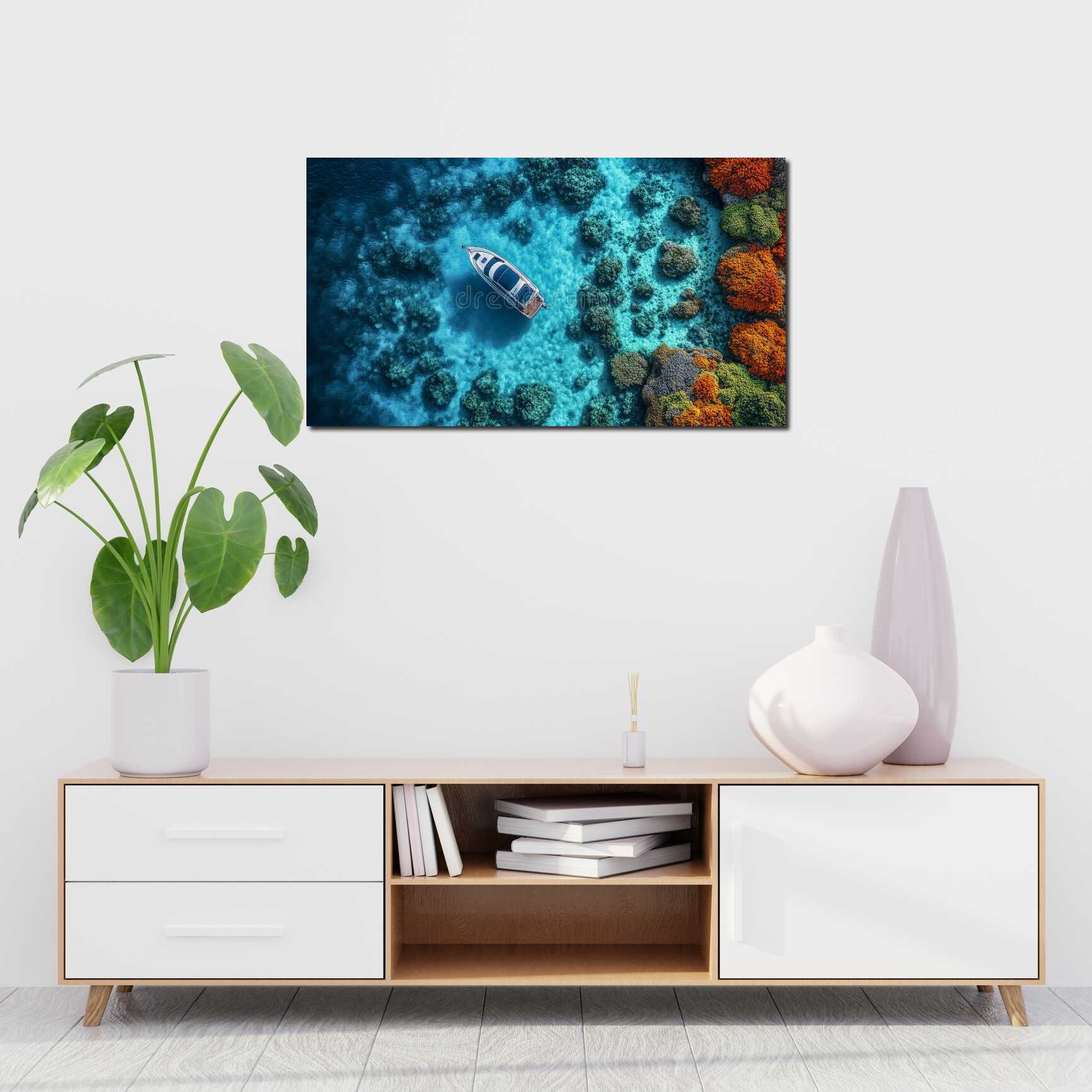 Canvas above sofa for size context