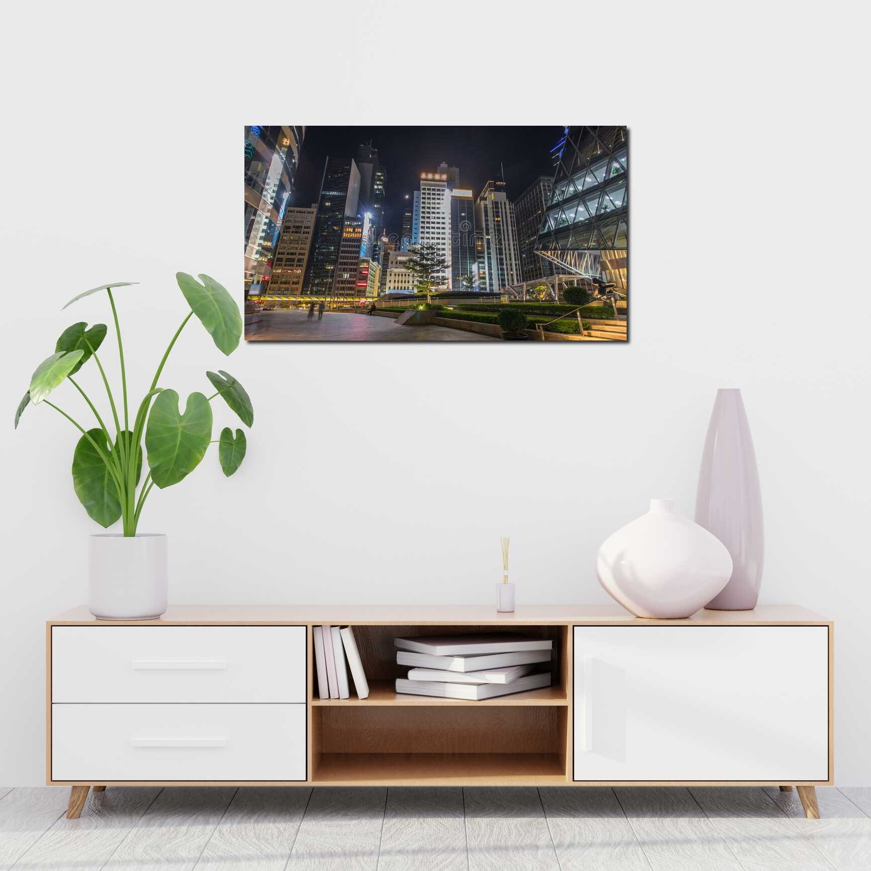 Canvas above sofa for size context