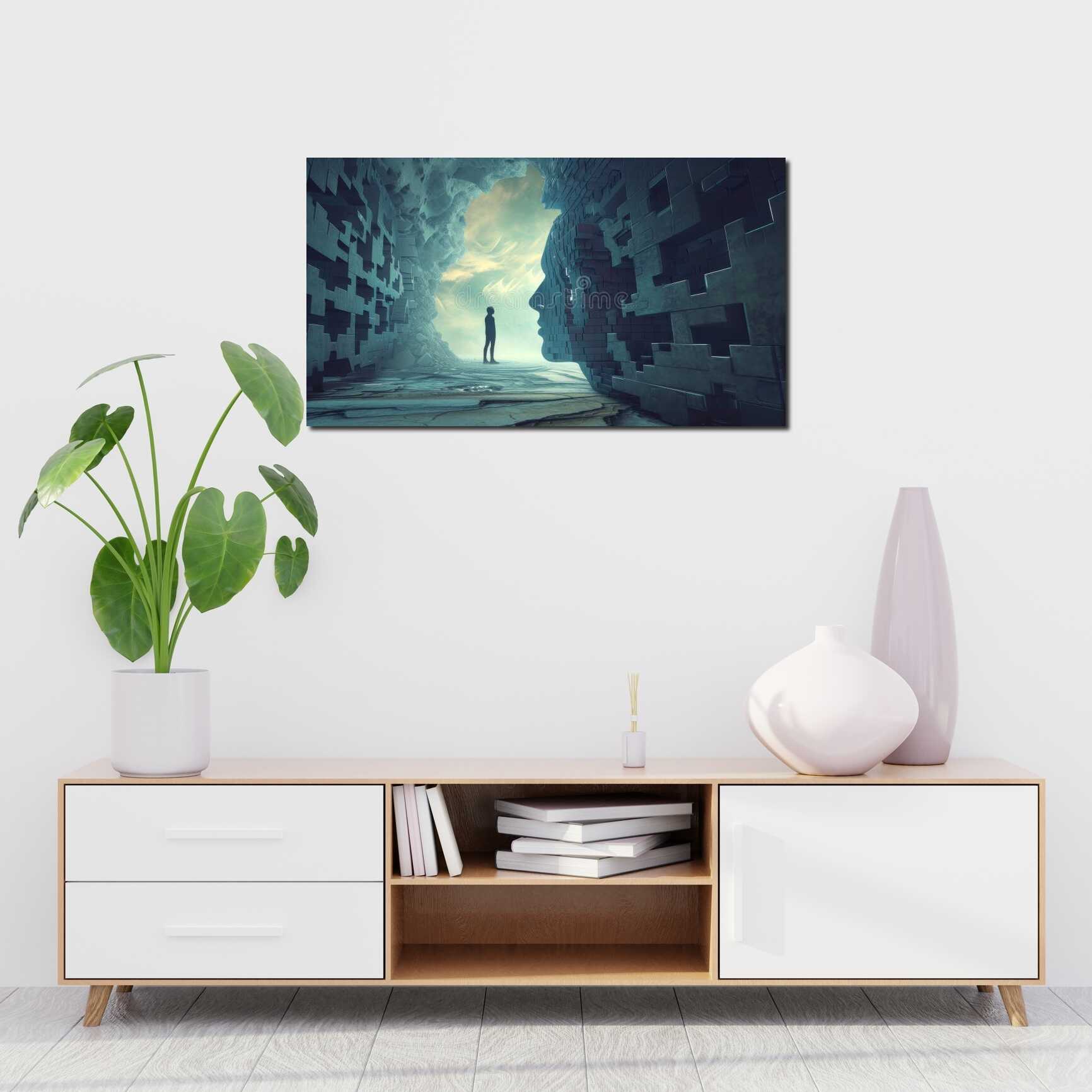 Canvas above sofa for size context