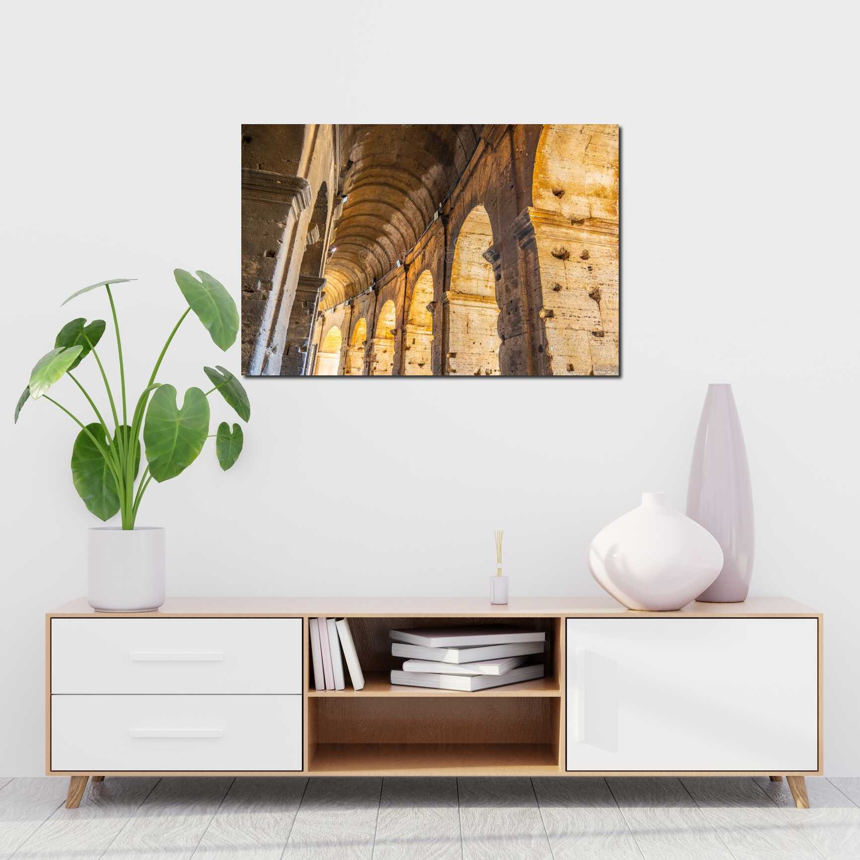 Canvas above sofa for size context