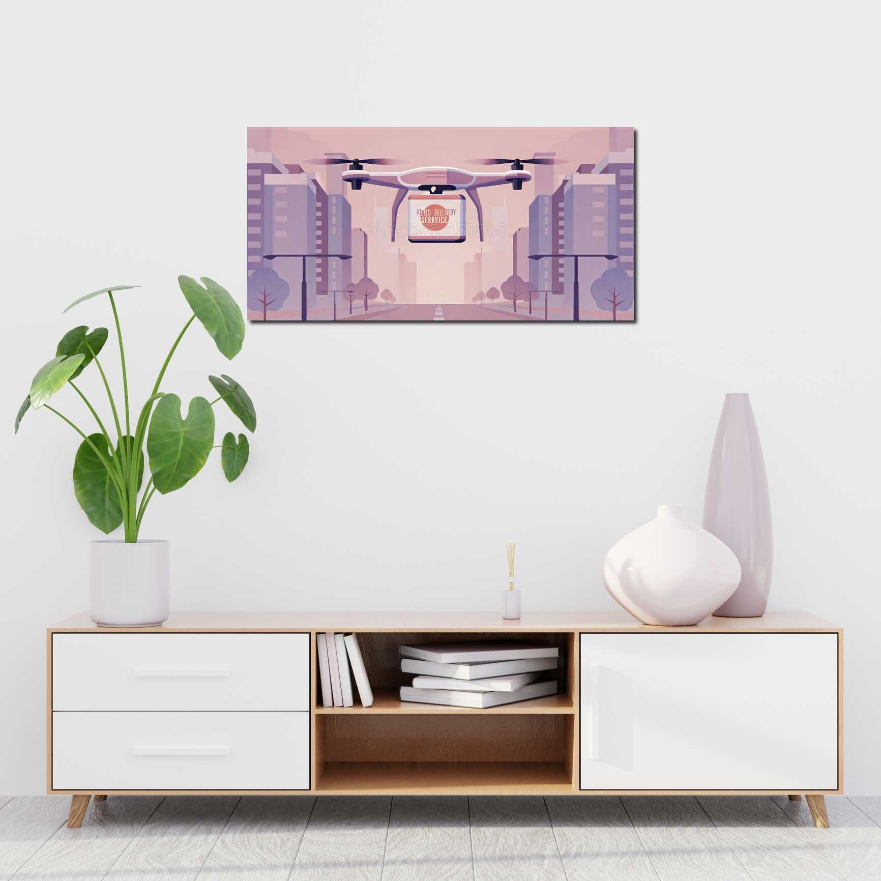 Canvas above sofa for size context