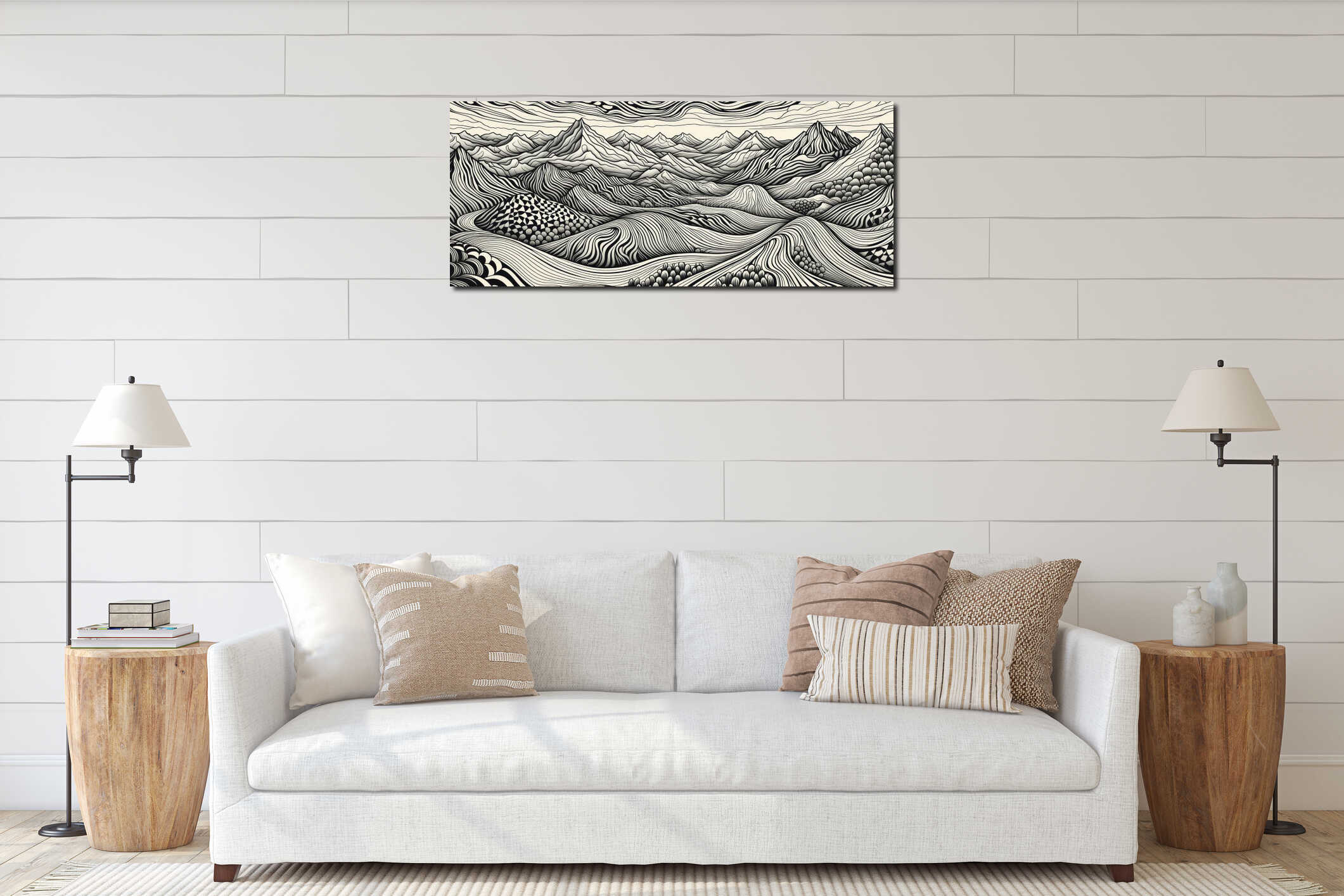 Canvas hanging interior mockup