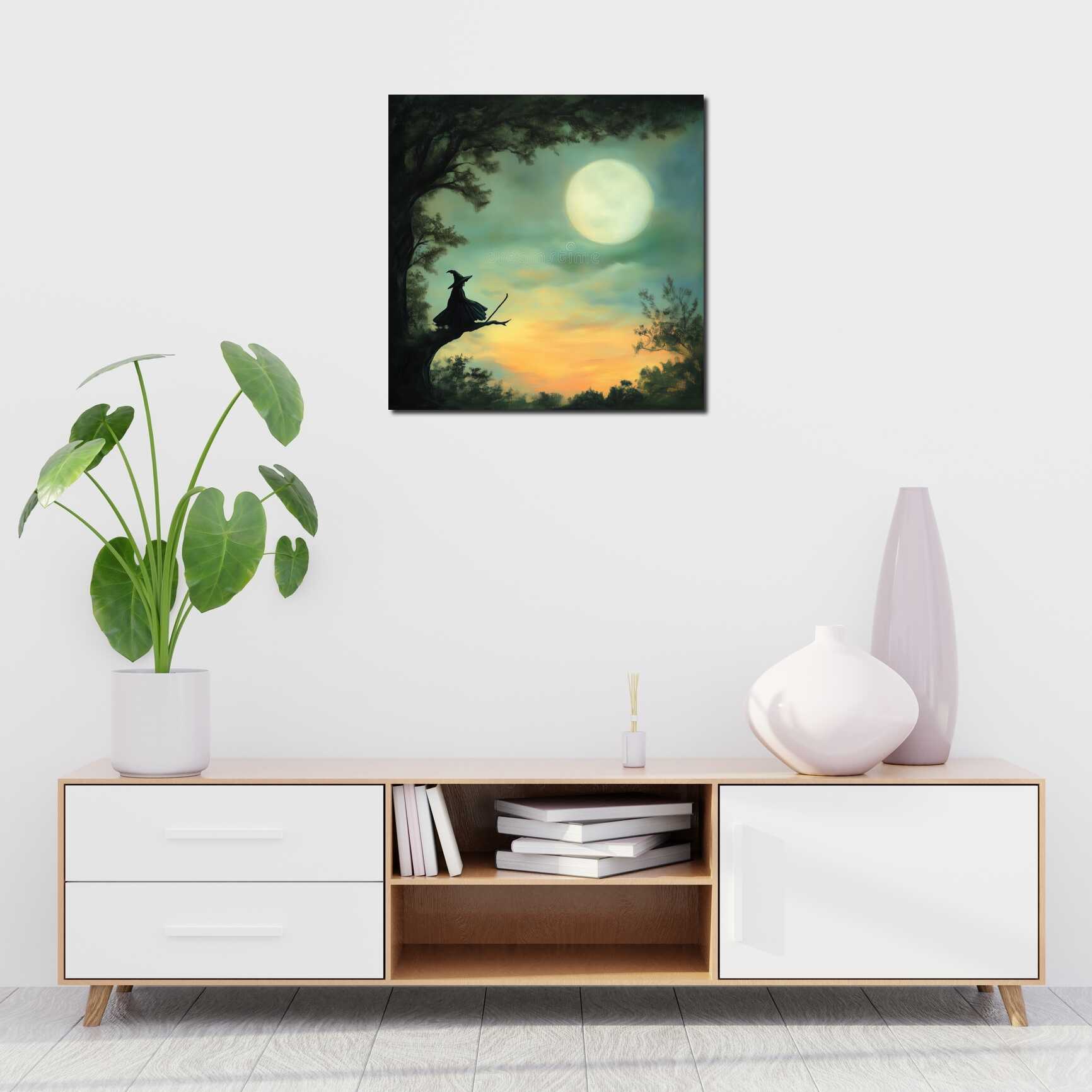 Canvas above sofa for size context