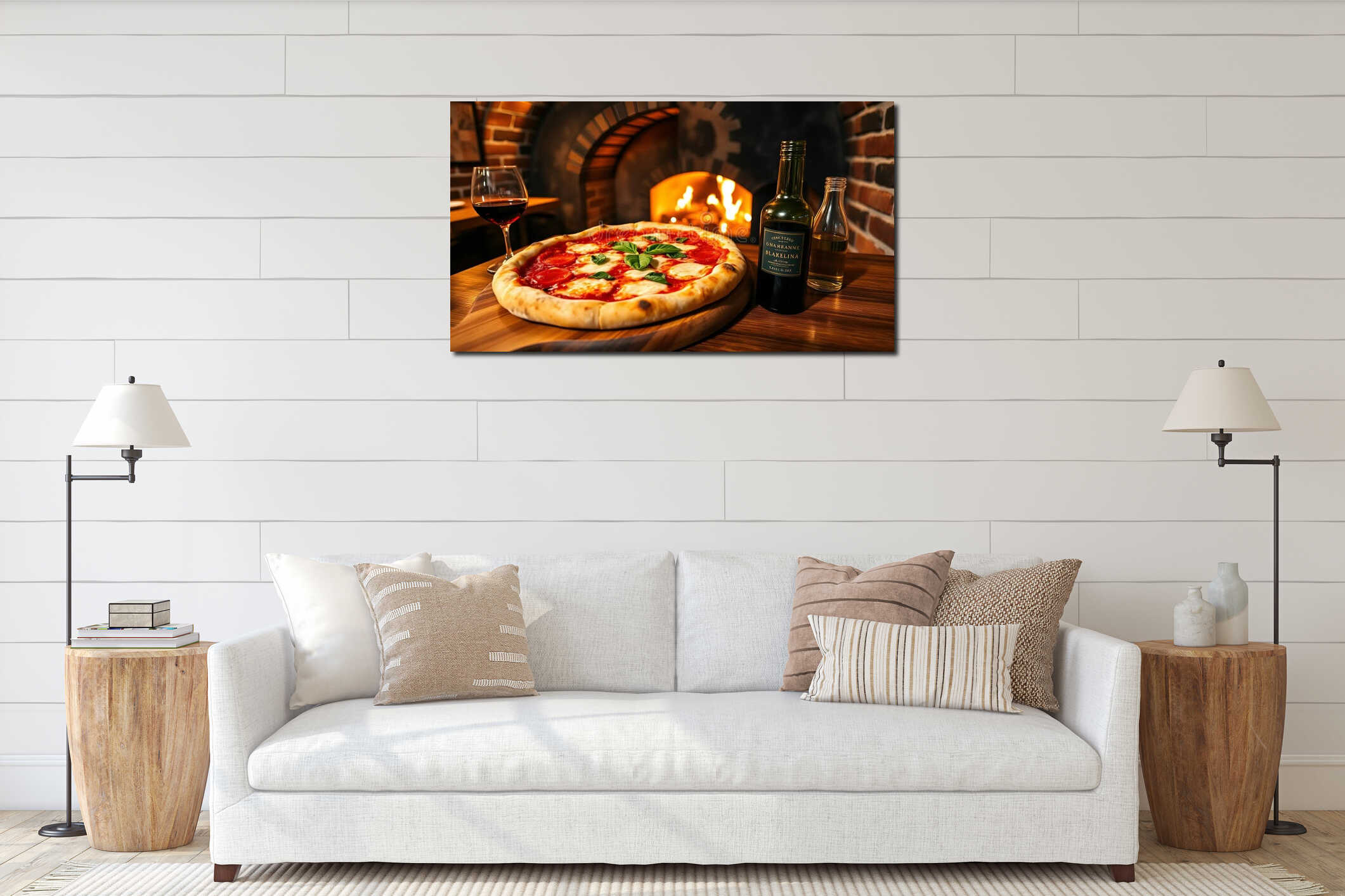 Italian margherita pizza interior mockup
