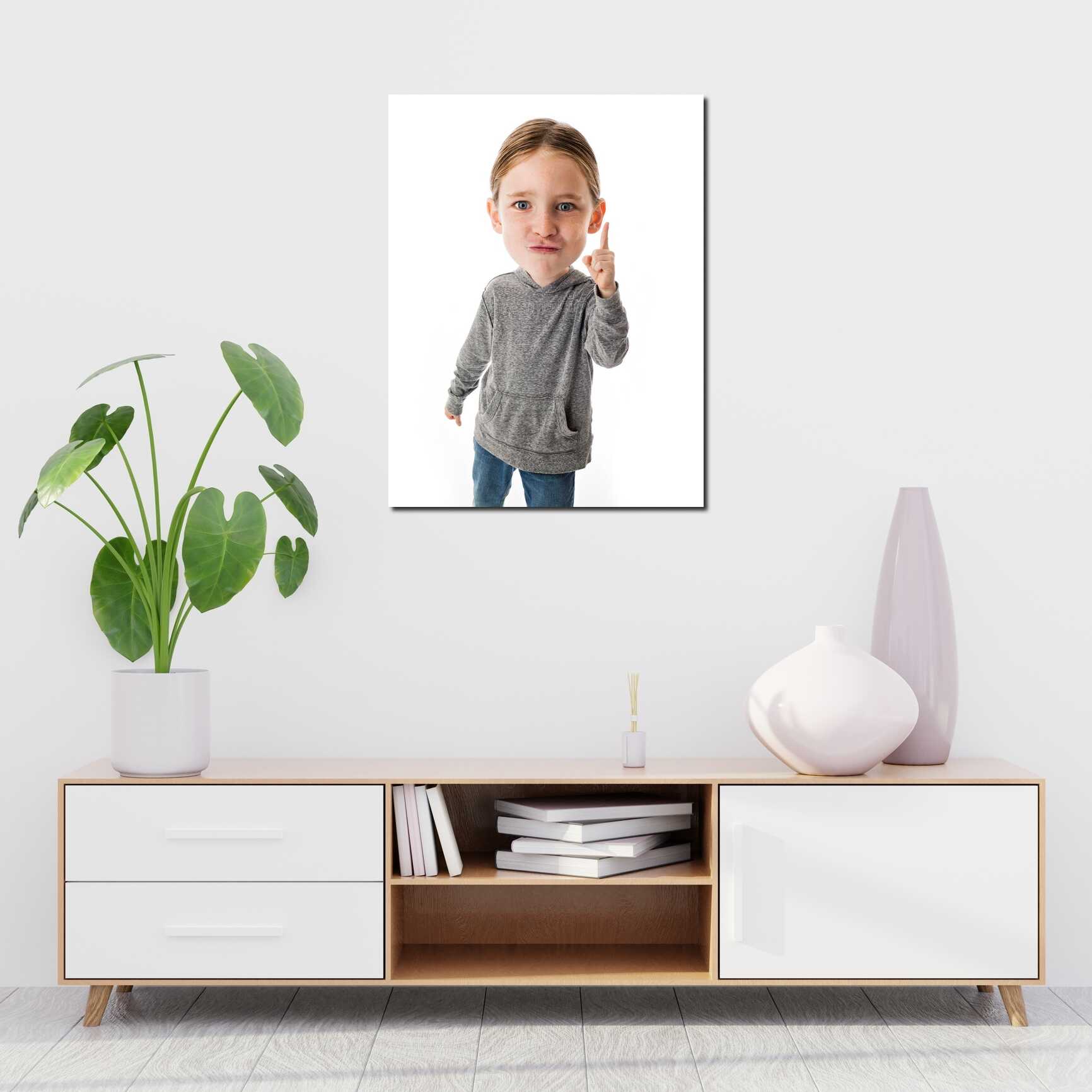 Canvas above sofa for size context