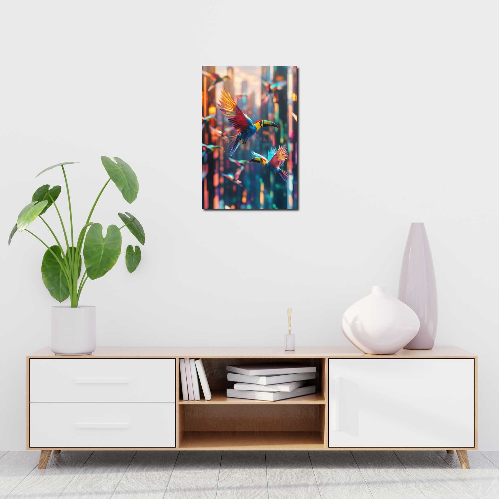 Canvas above sofa for size context