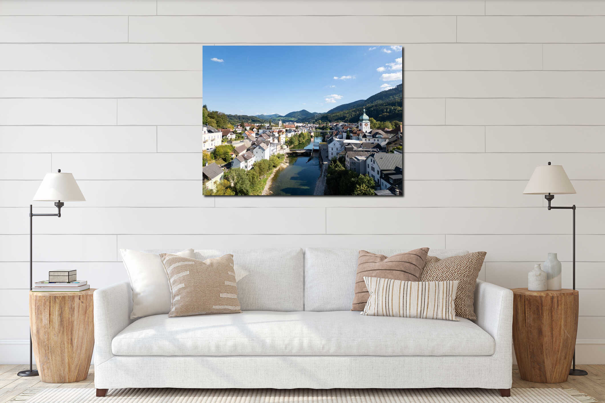 Waidhofen an der Ybbs in Lower Austria during summer interior mockup