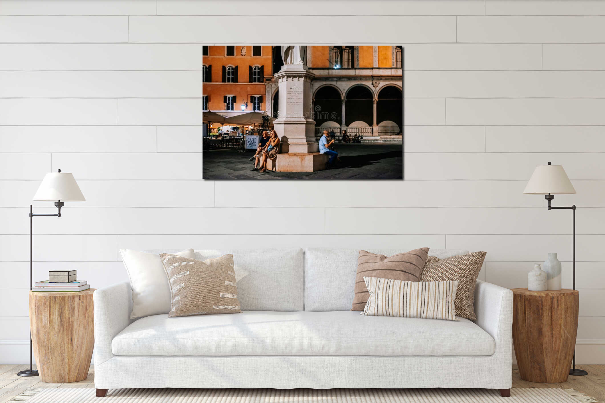 Piazza dei Signori in Verona at night interior mockup