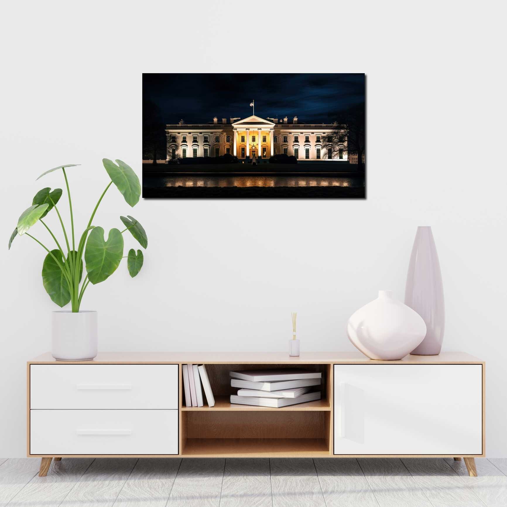 Canvas above sofa for size context