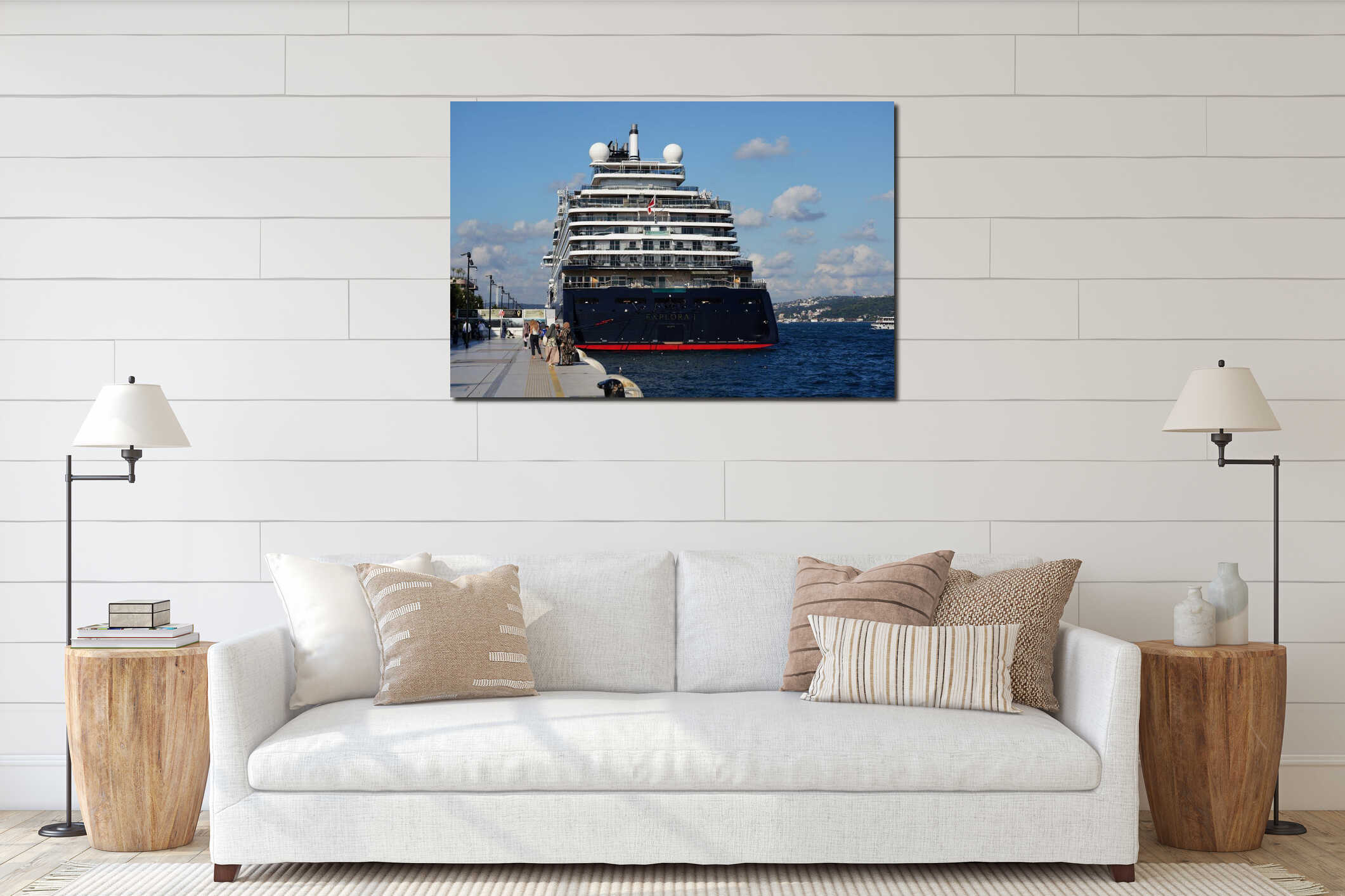 Cruise Ship in Galata Port, Istanbul, Turkiye interior mockup