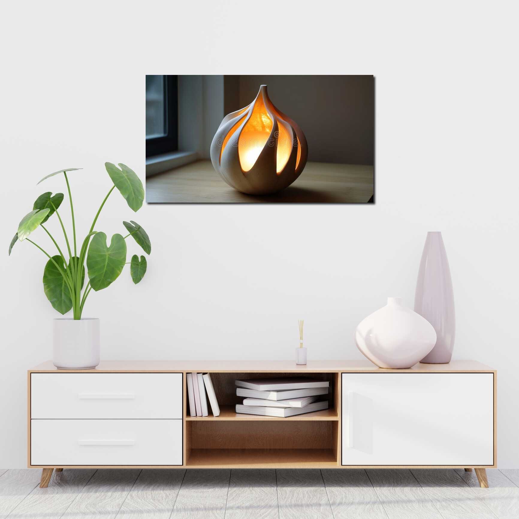 Canvas above sofa for size context