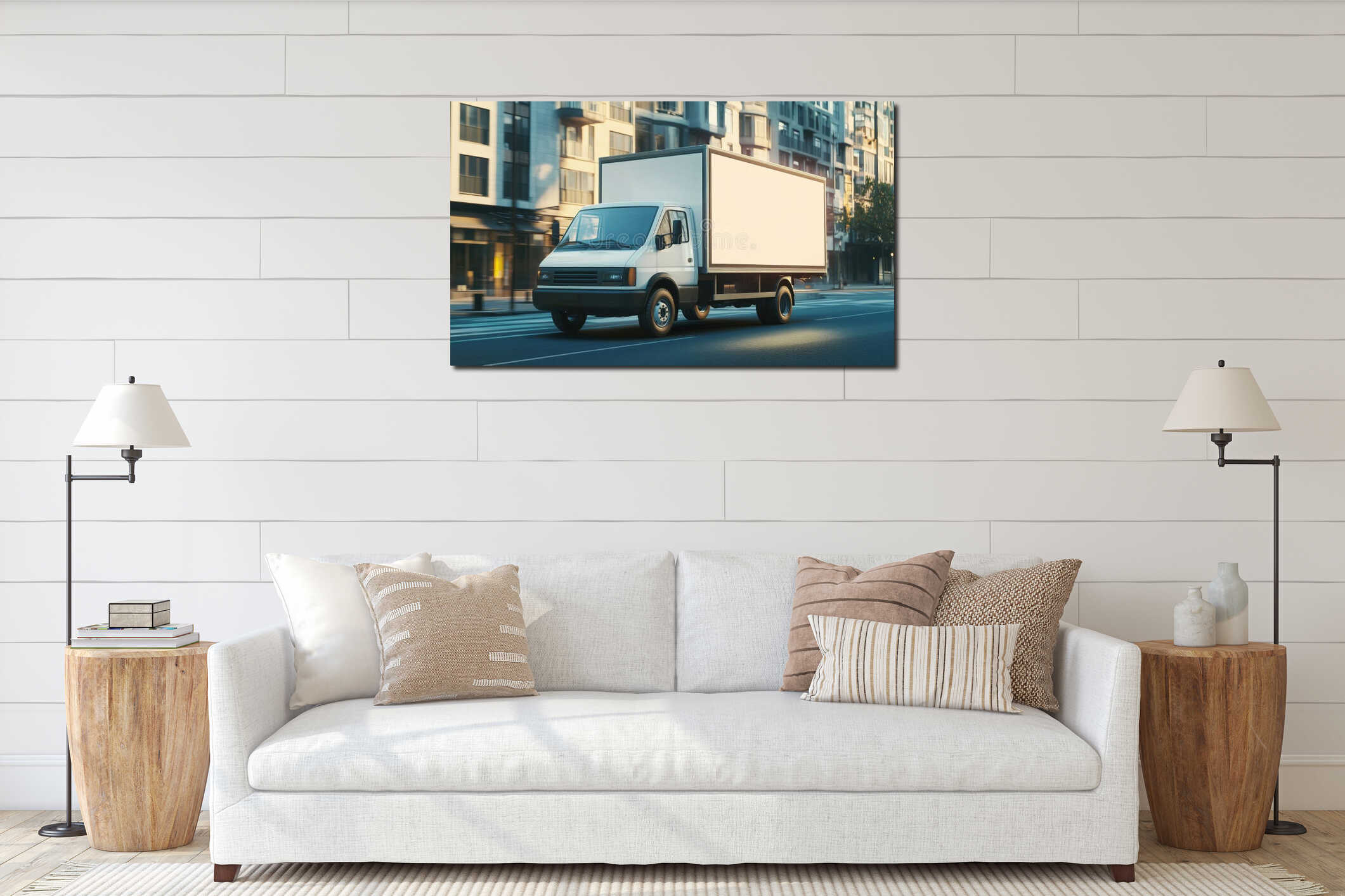 Canvas hanging interior mockup