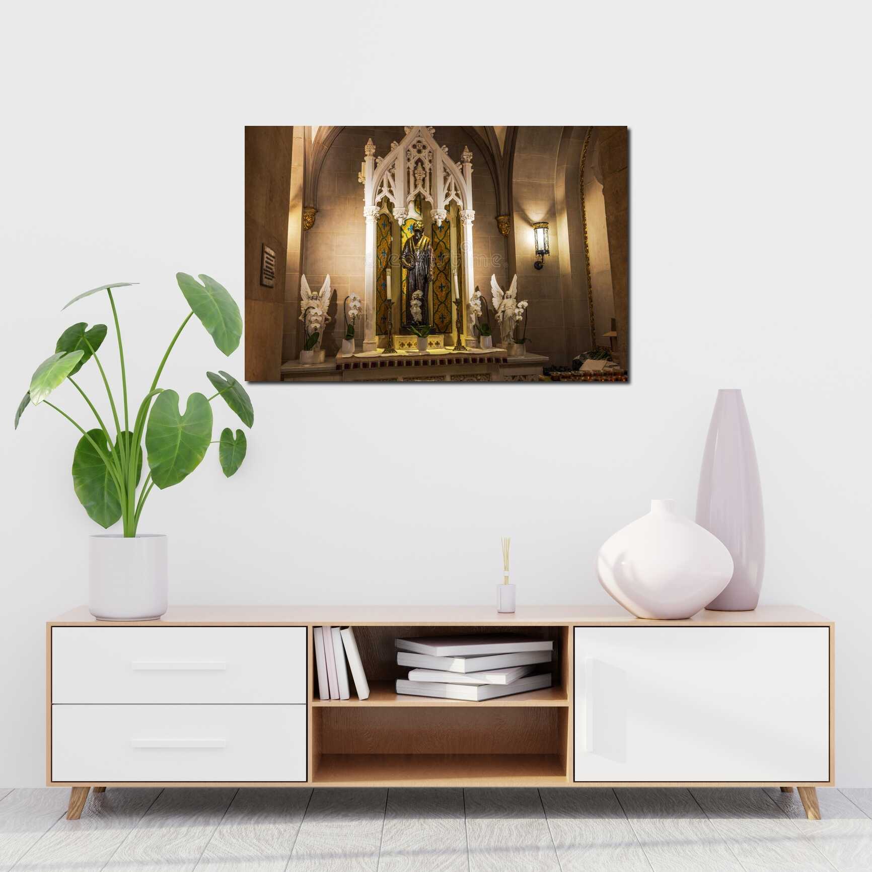 Canvas above sofa for size context