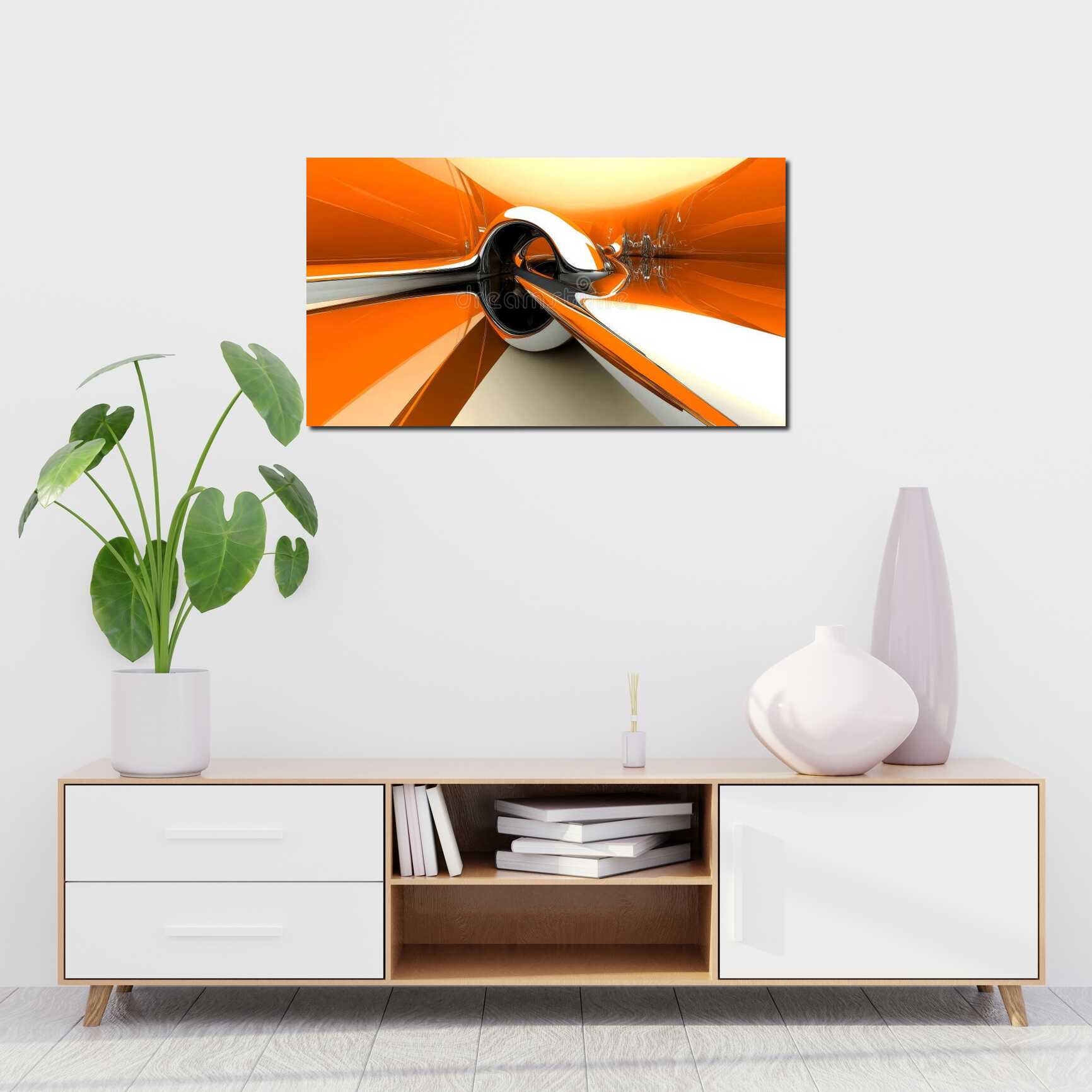 Canvas above sofa for size context