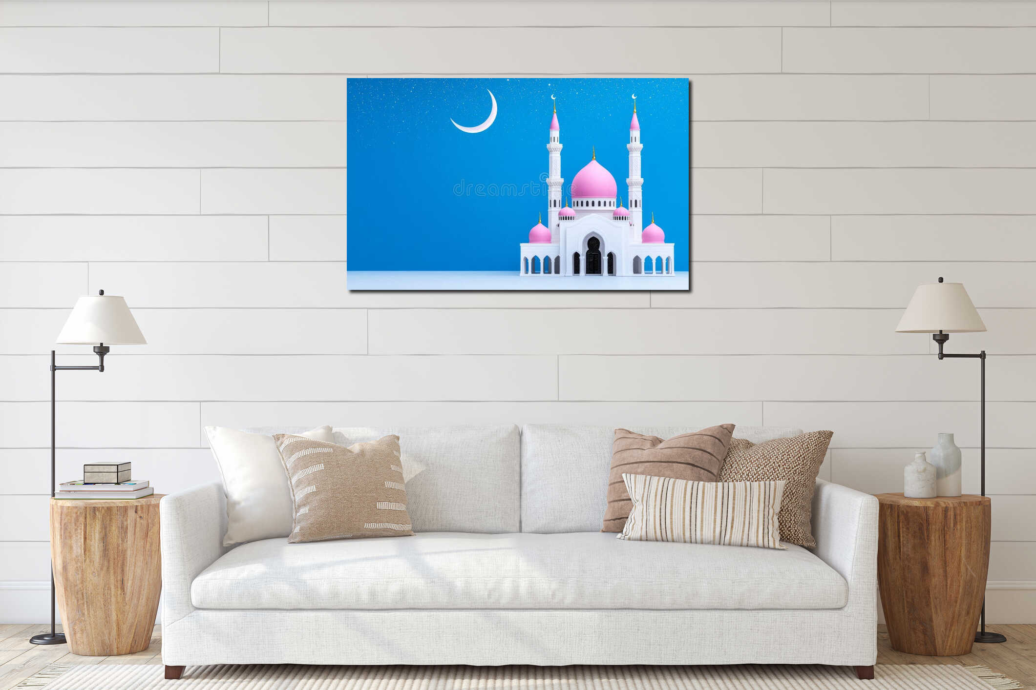 Background of Ramadan Kareem, featuring the Suleymaniye mosque in Istanbul, Turkey interior mockup