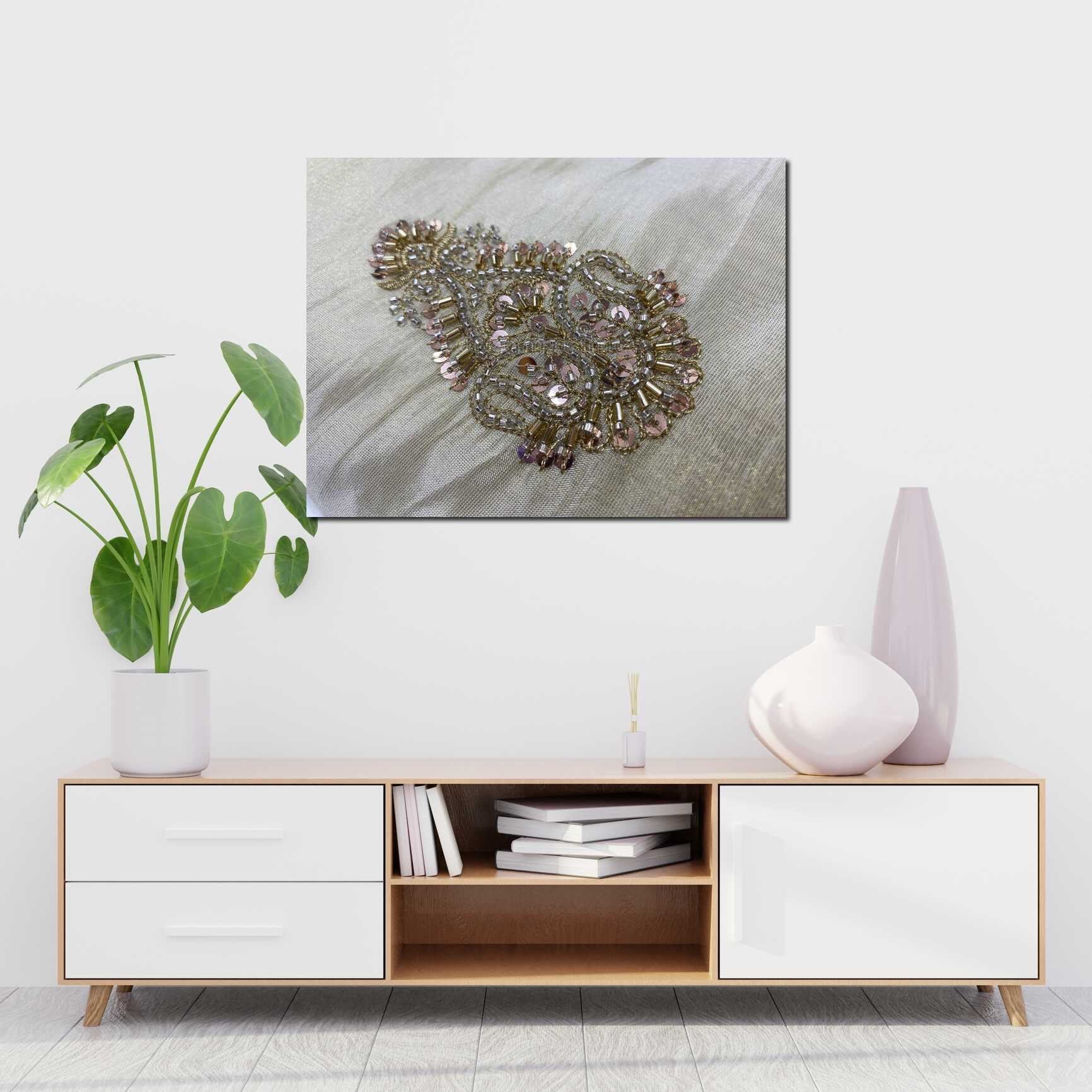 Canvas above sofa for size context