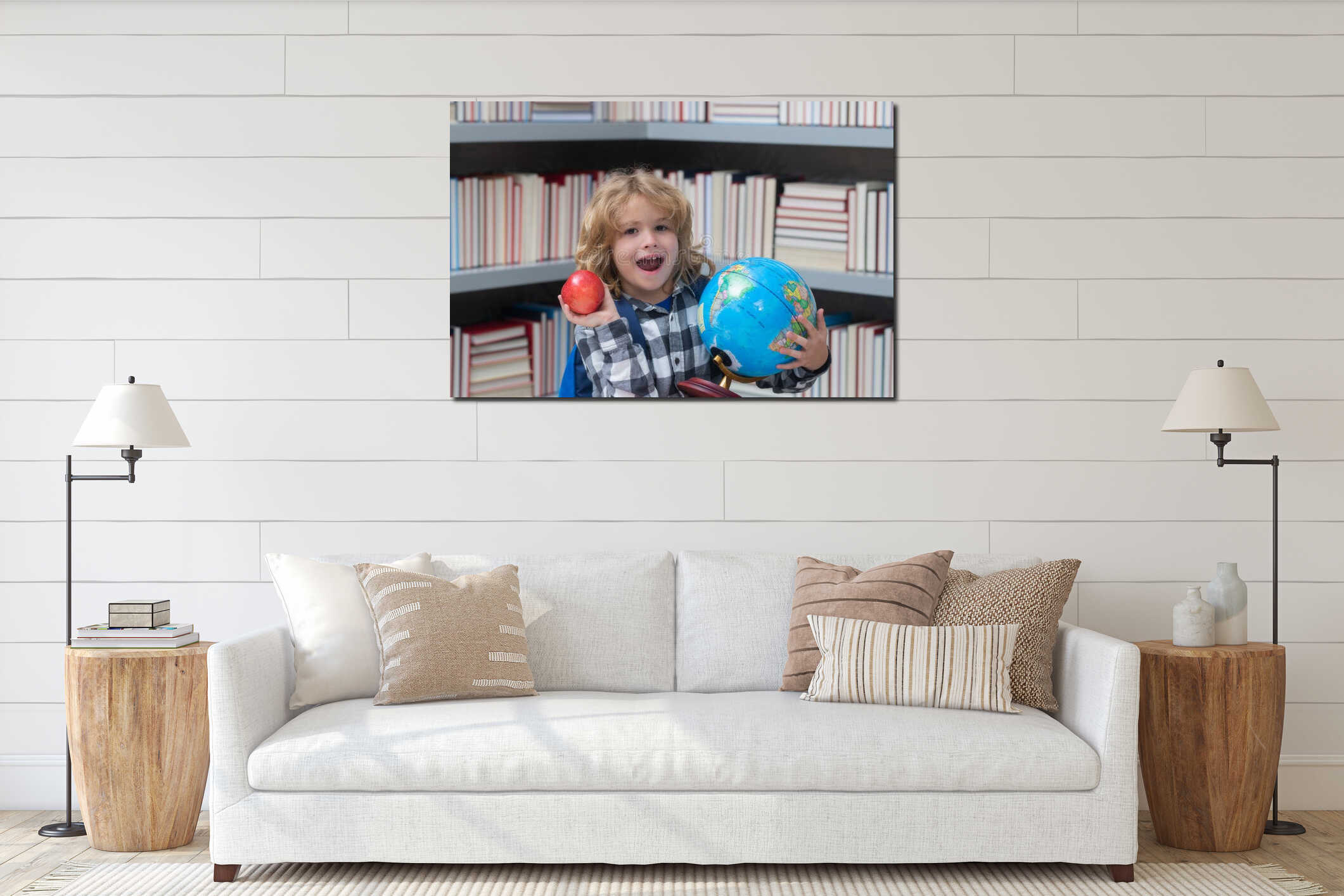 Excited pupil. Little student school child. Portrait of nerd student with school supplies. interior mockup