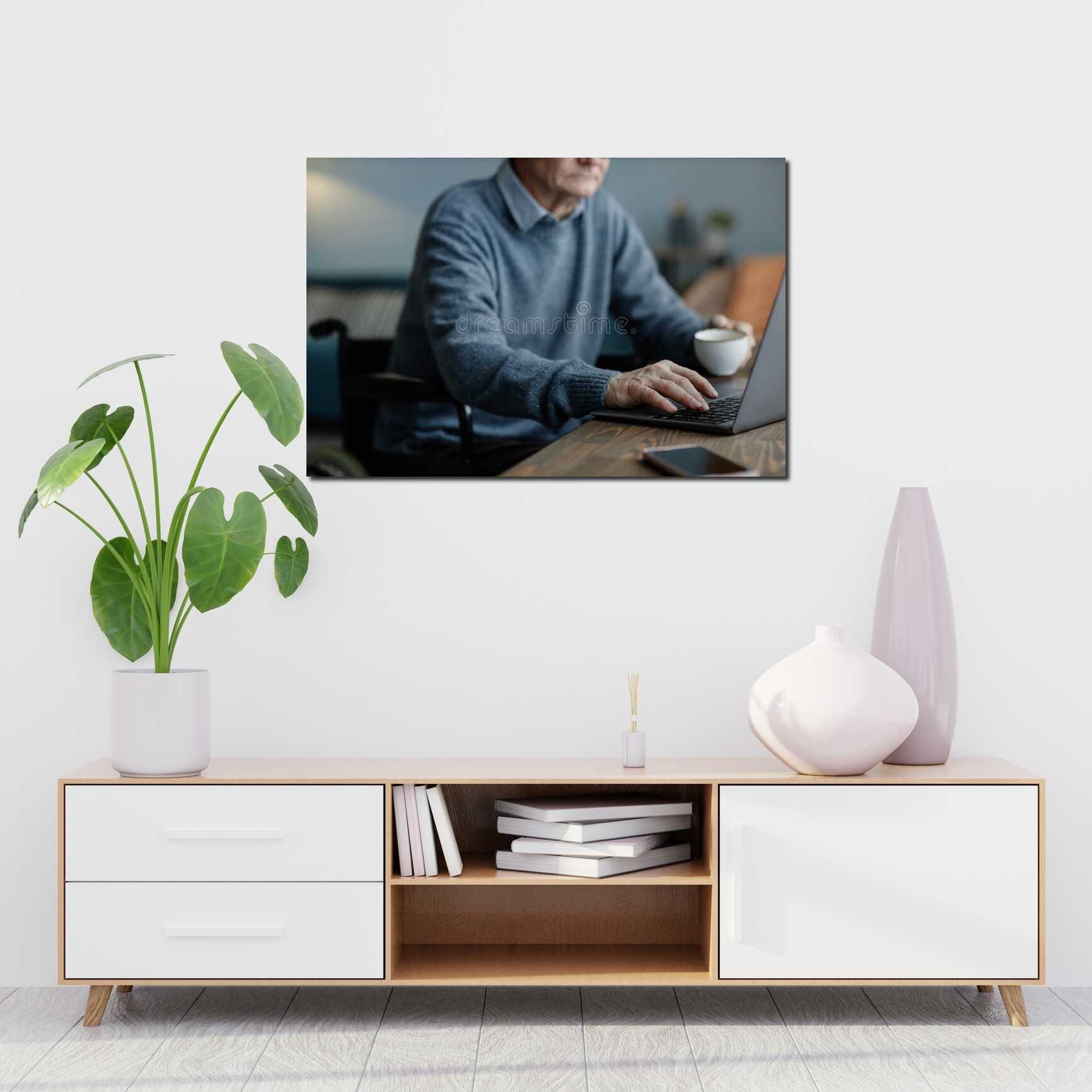 Canvas above sofa for size context