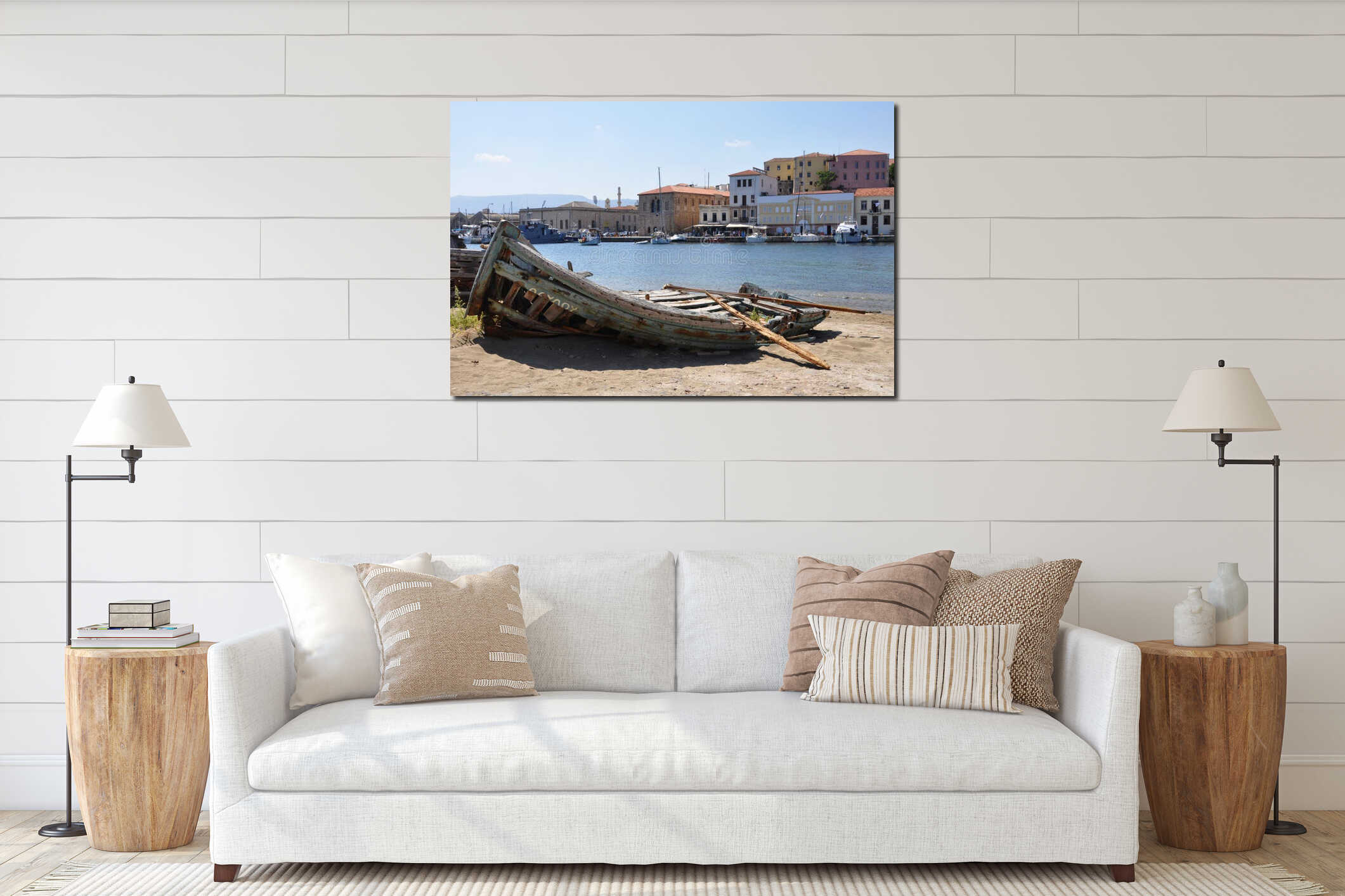 Old boat. interior mockup