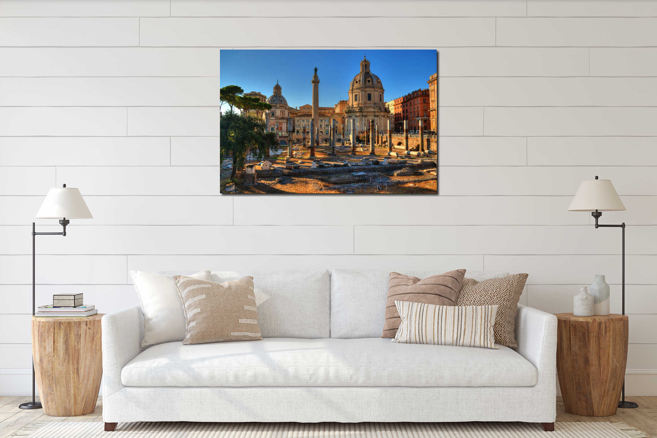 Imperial Forum and Trajan columns in Rome interior mockup