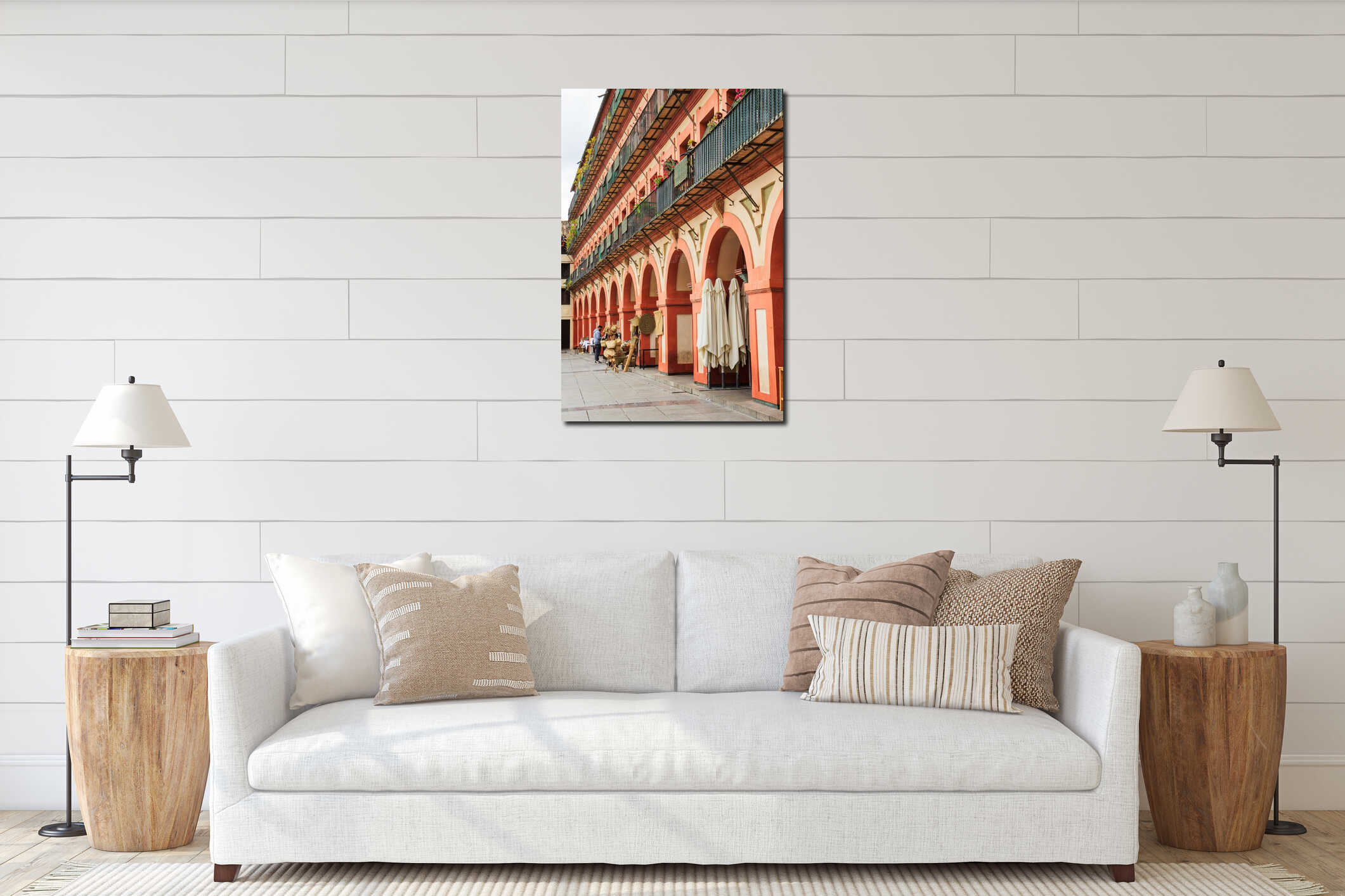 Galleries of the Plaza de la Corredera in Cordoba, Andalusia, Spain interior mockup